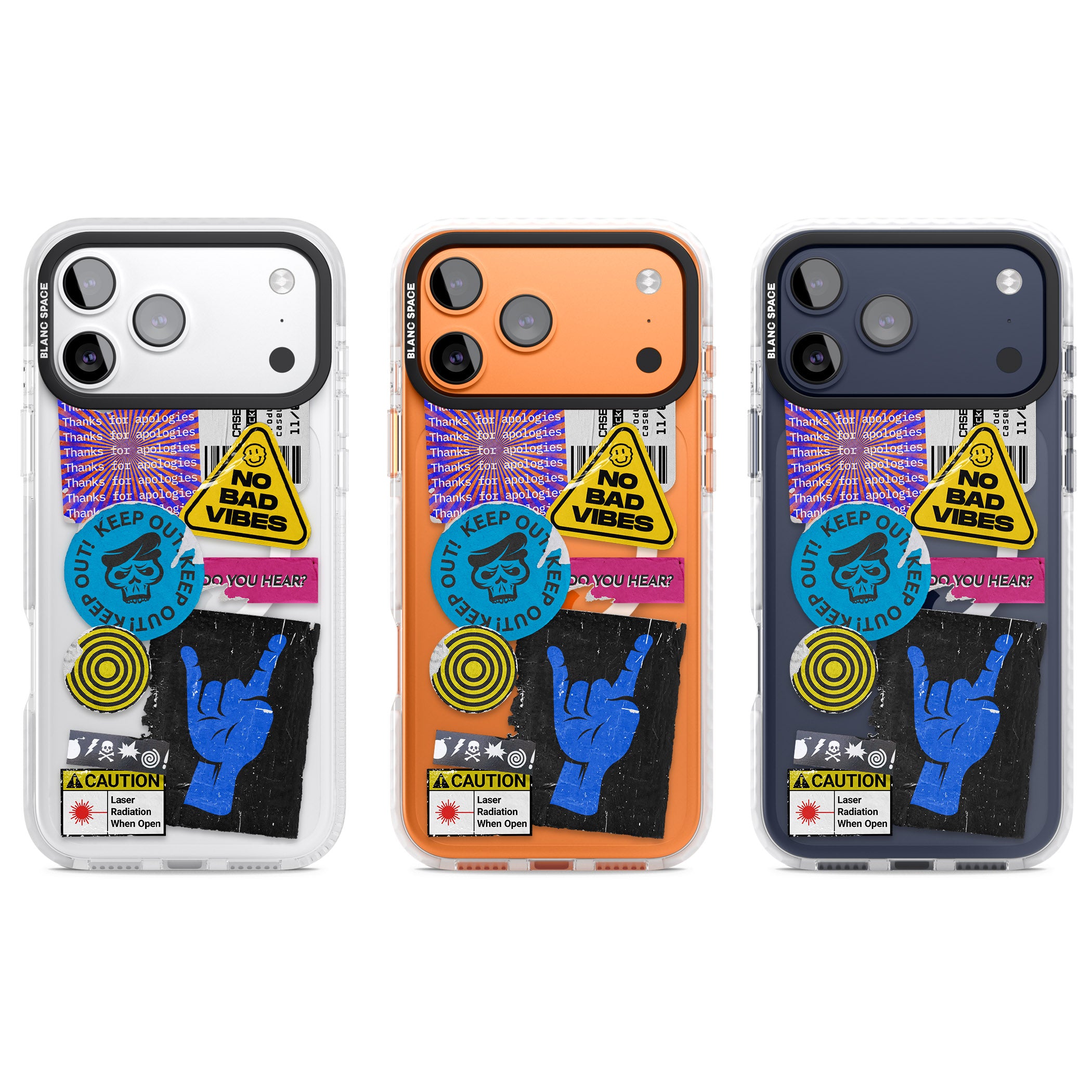 No Bad Vibes Sticker Mix iPhone 17 Pro Impact Pro Clear Phone Case APT Impact Protection