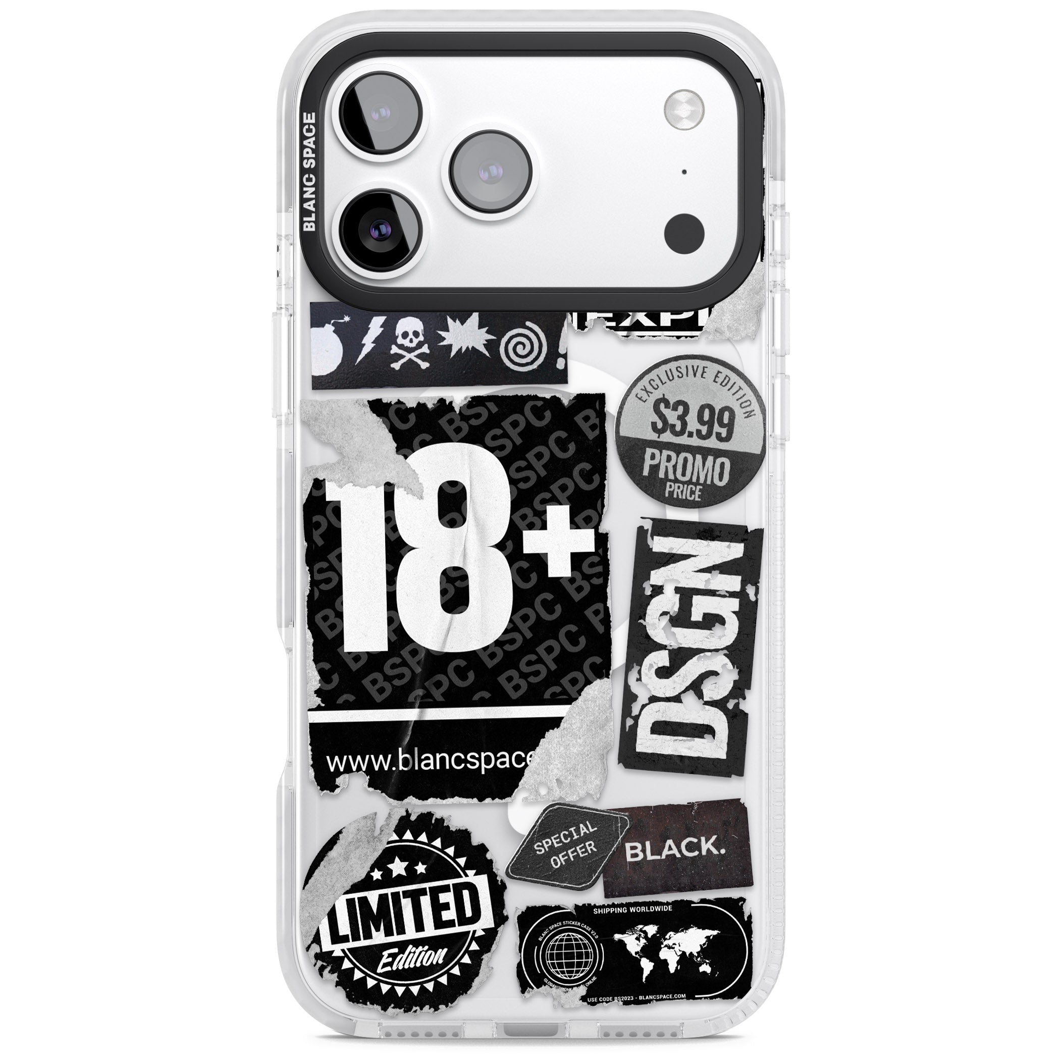 Black Sticker Mix iPhone 17 Pro Impact Pro Clear Phone Case