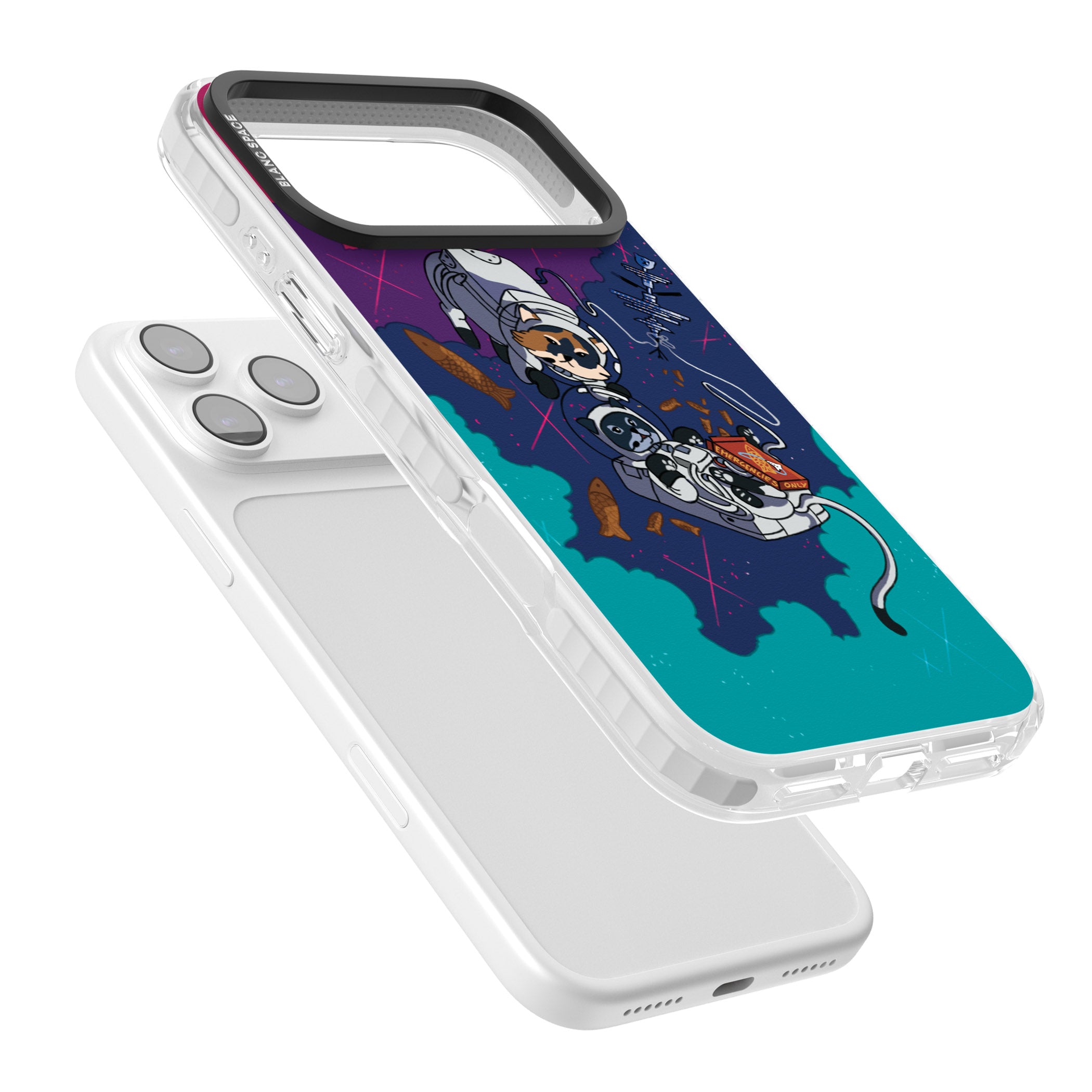 Cats In Space iPhone 17 Pro Impact Pro Clear Phone Case Colours