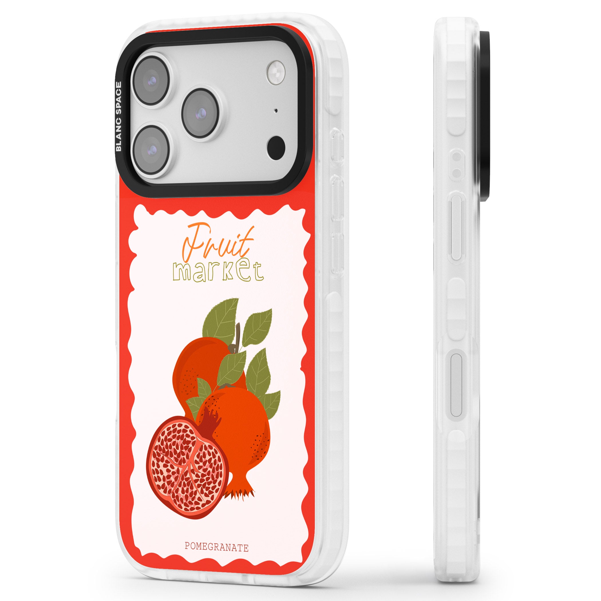 Fruit Market Pomegranate iPhone 17 Pro Impact Pro Clear Phone Case Side Profile