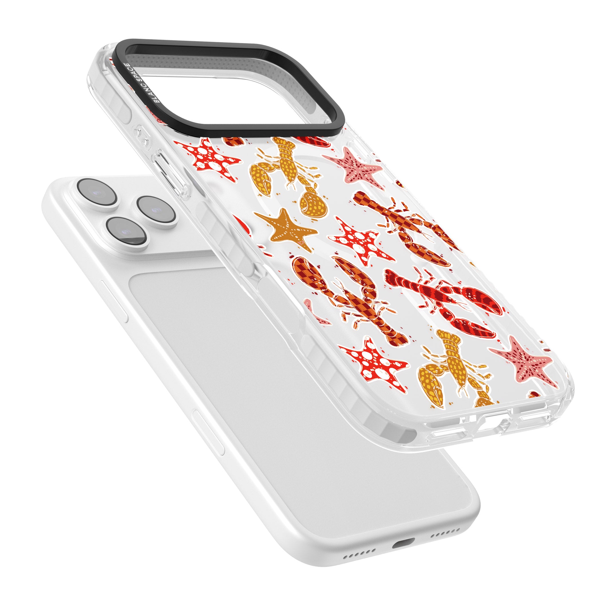 Lobster & Starfish Coastal Pattern iPhone 17 Pro Impact Pro Clear Phone Case Colours