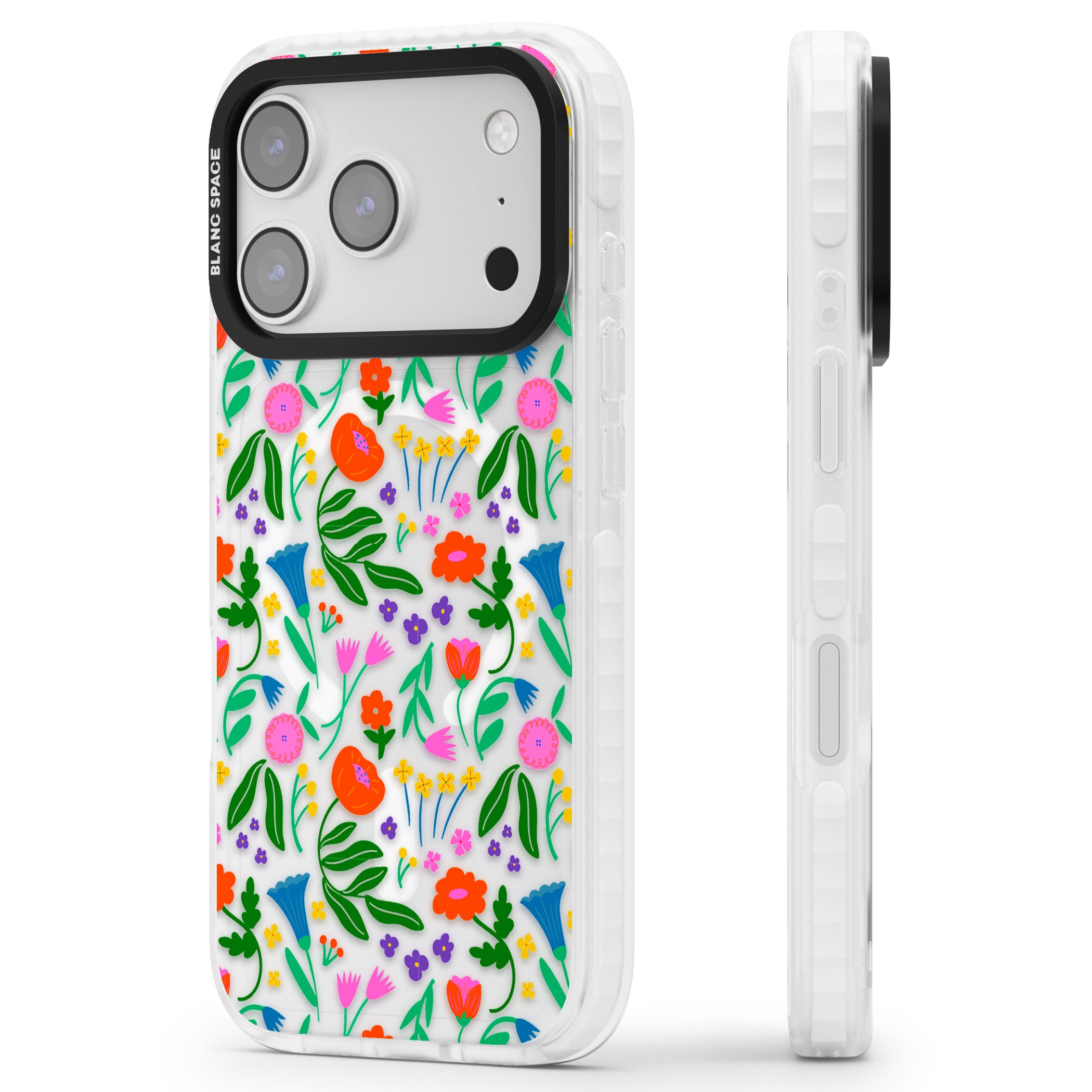 Summer Floral Fiesta iPhone 17 Pro Max Impact Pro Clear Phone Case Side Profile