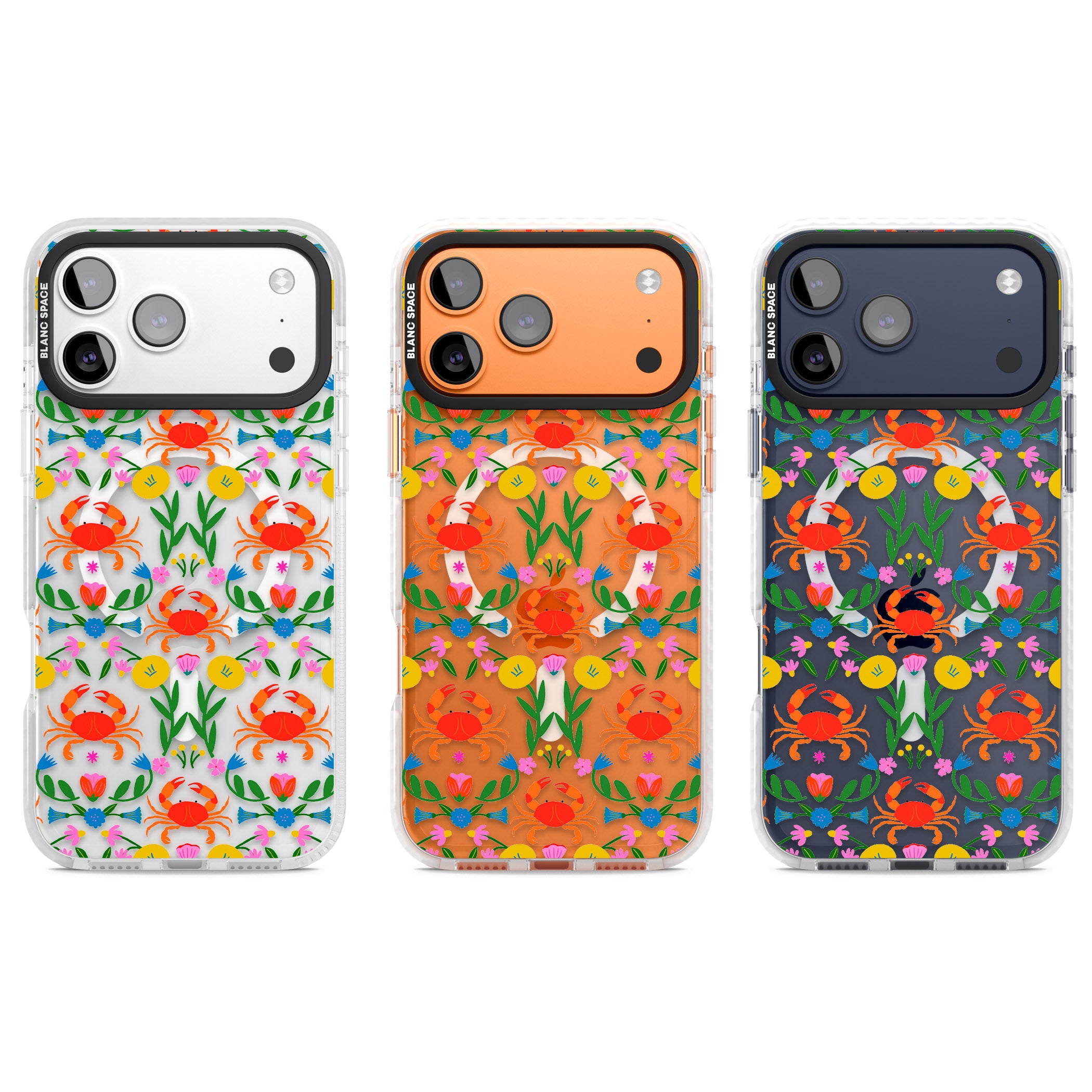 Crabs Flowers iPhone 17 Pro Impact Pro Clear Phone Case APT Impact Protection