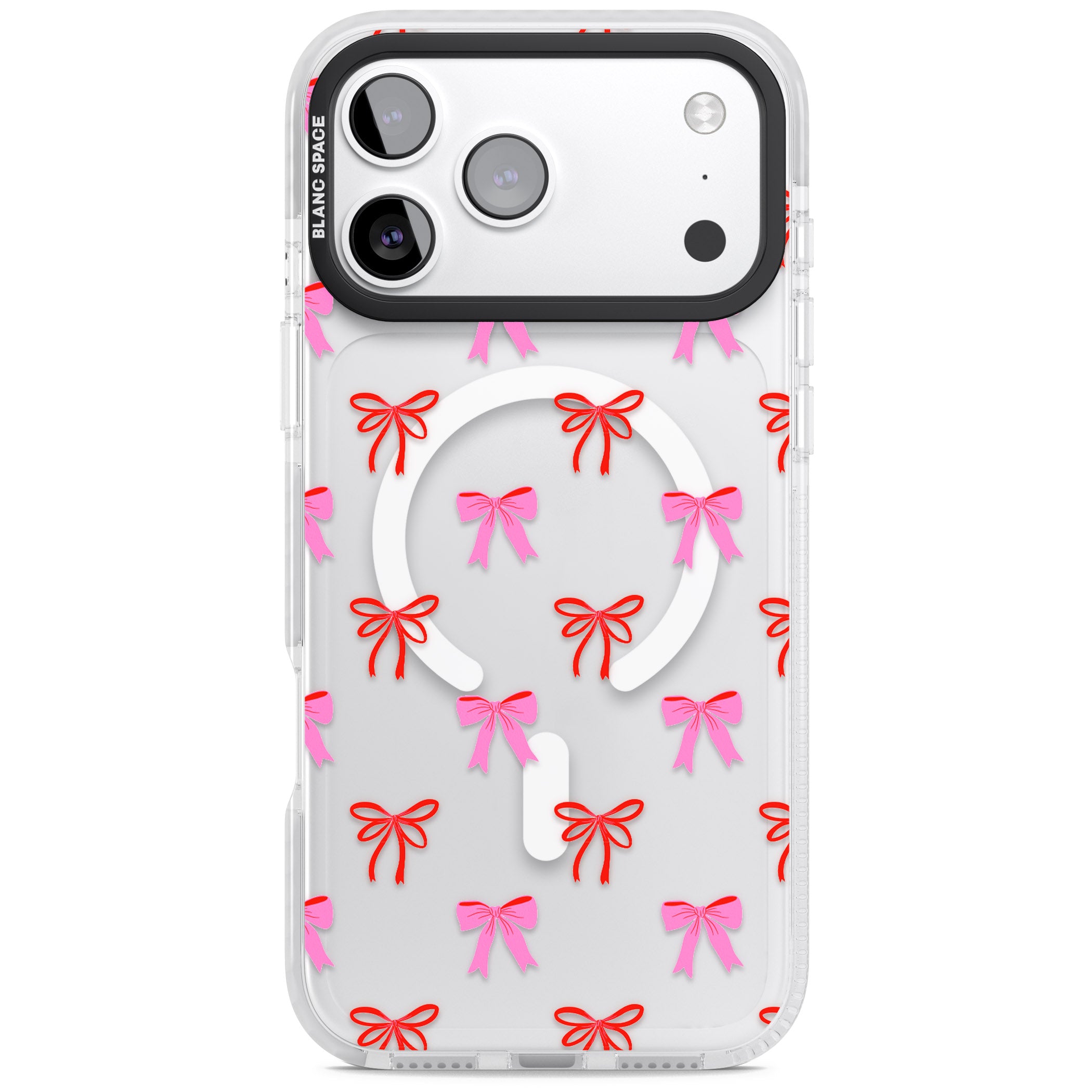 Cute Bow Pattern iPhone 17 Pro Impact Pro Clear Phone Case