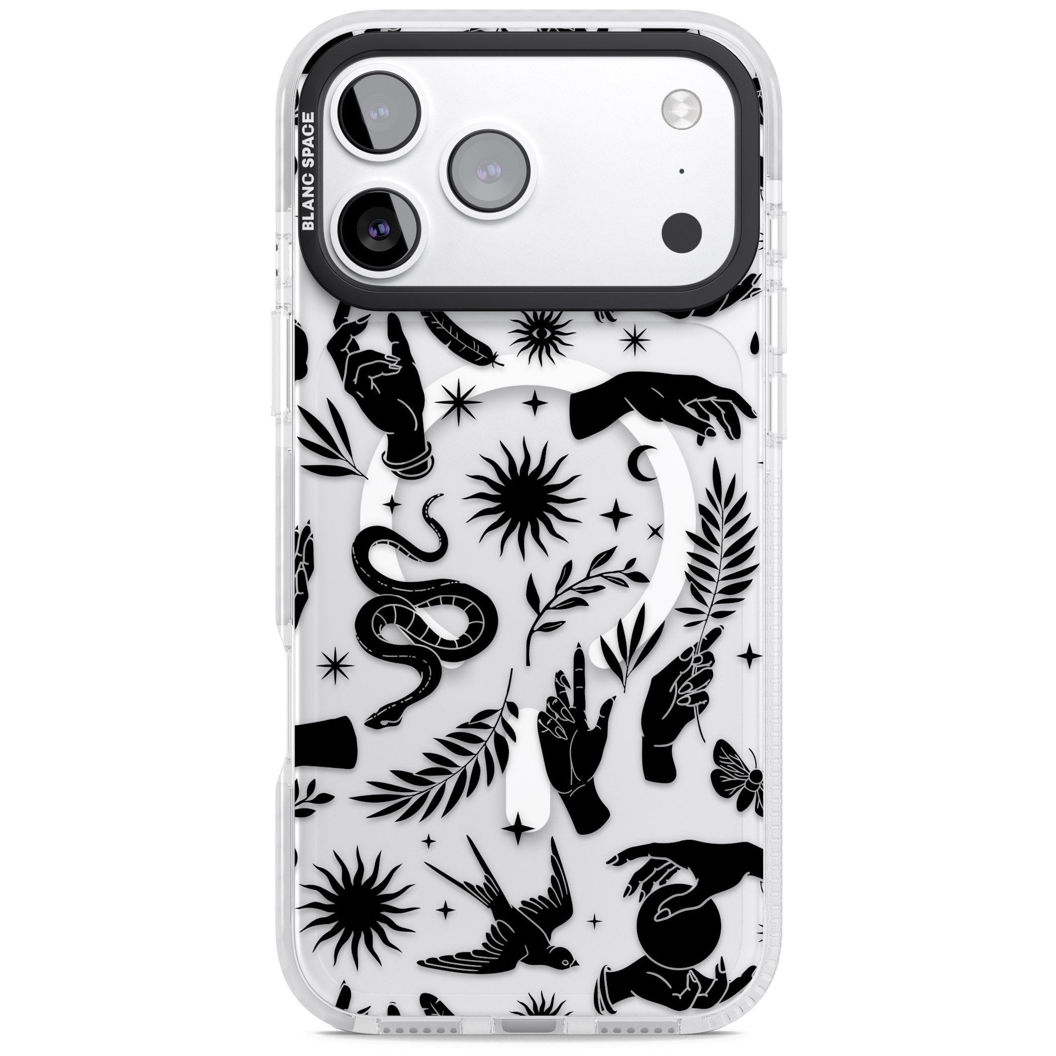 Celestial Pattern (Black) iPhone 17 Pro Max Impact Pro Clear Phone Case