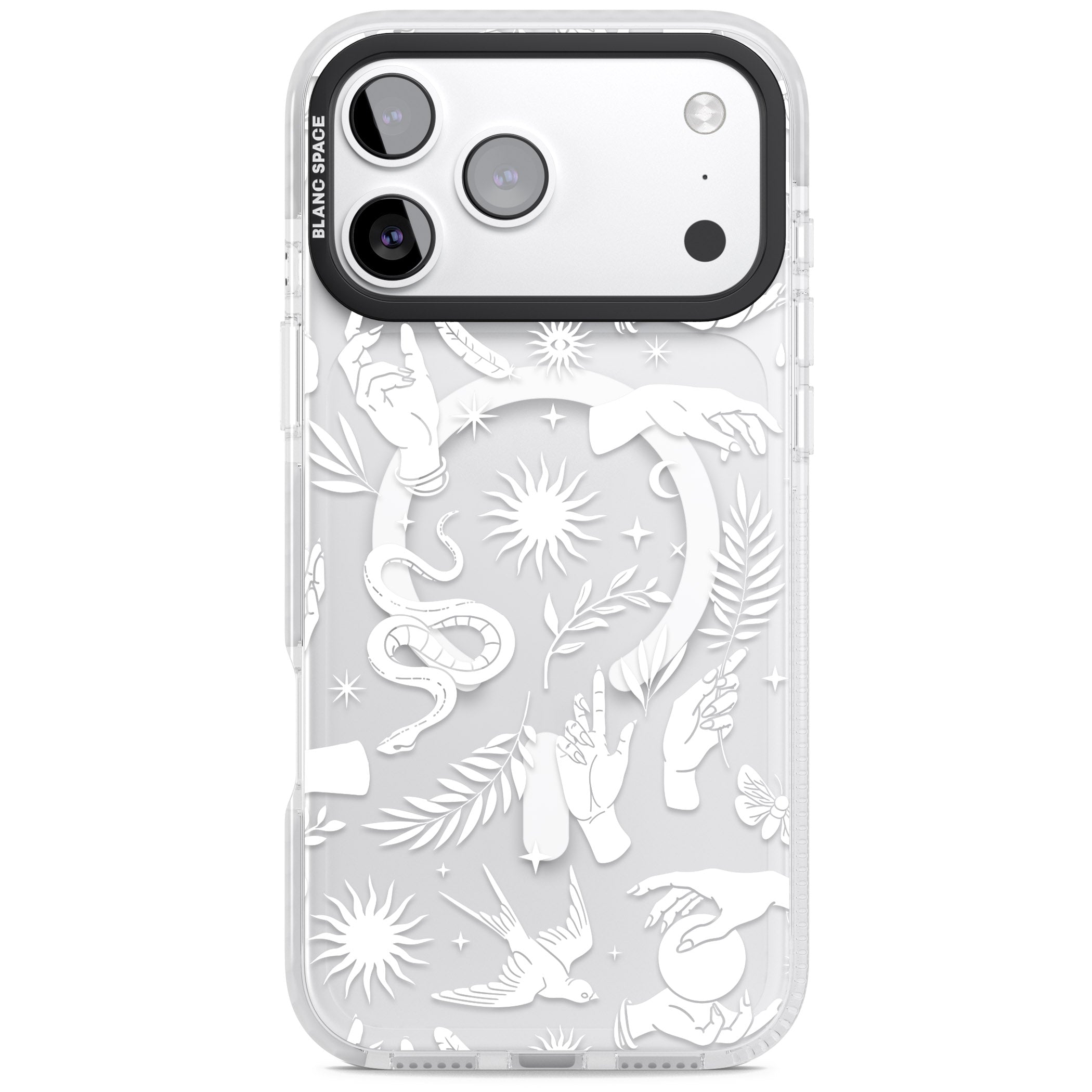 Celestial Pattern (White) iPhone 17 Pro Impact Pro Clear Phone Case