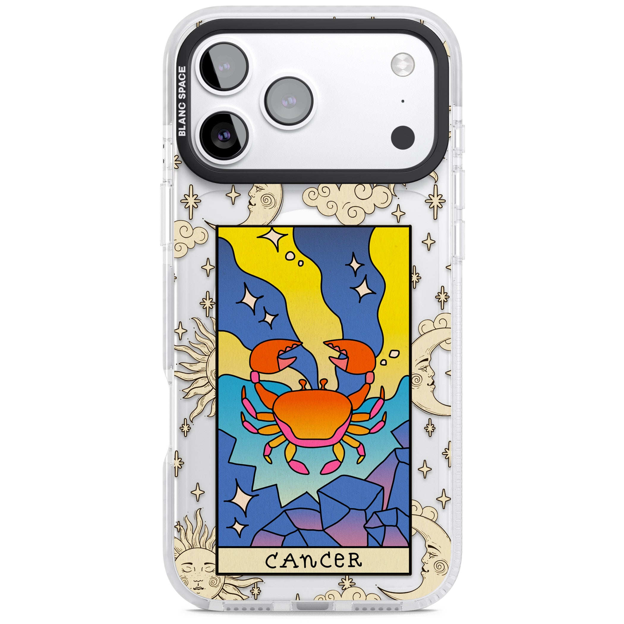 Celestial Zodiac Cancer iPhone 17 Pro Impact Pro Clear Phone Case