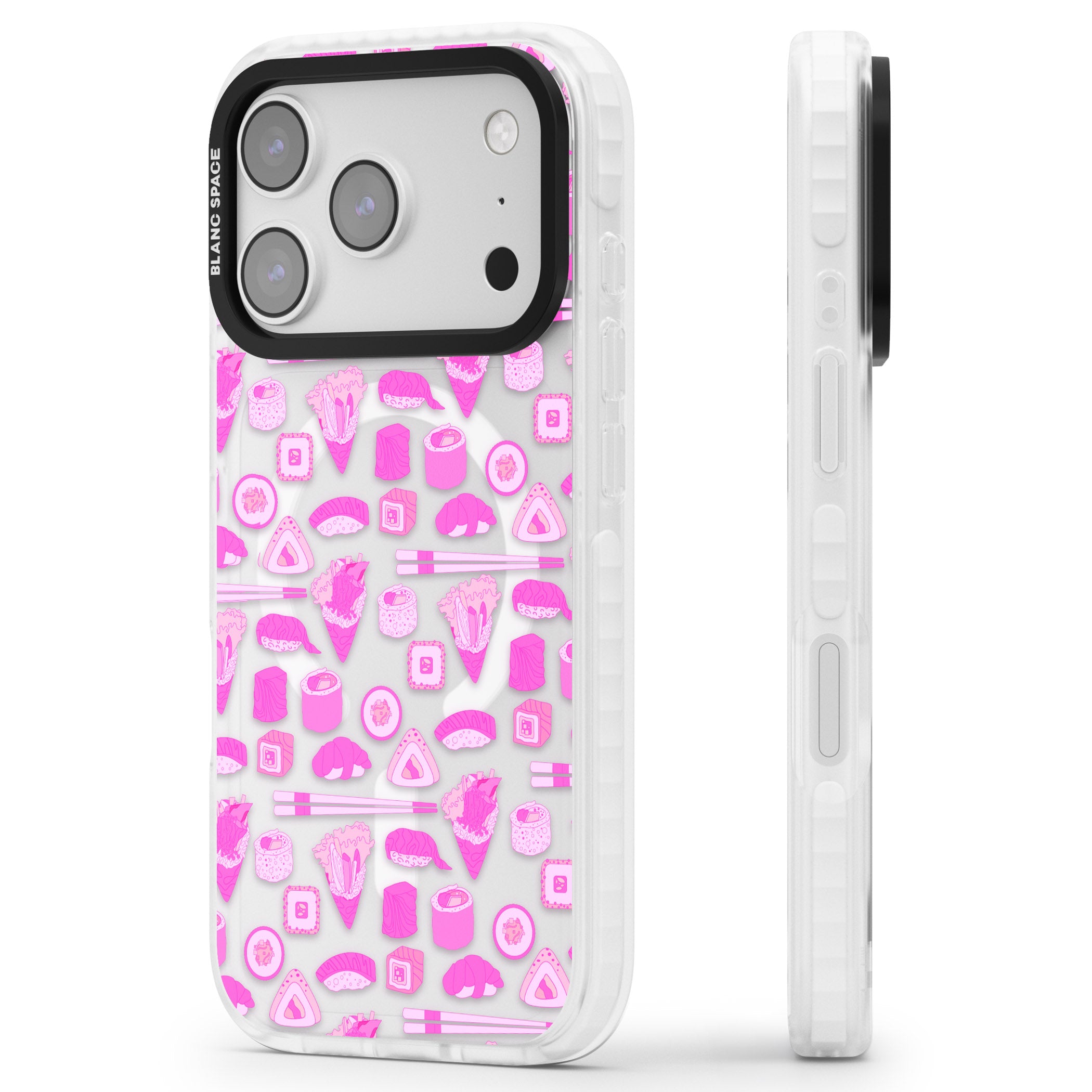 Pink Sushi Pop iPhone 17 Pro Impact Pro Clear Phone Case Side Profile