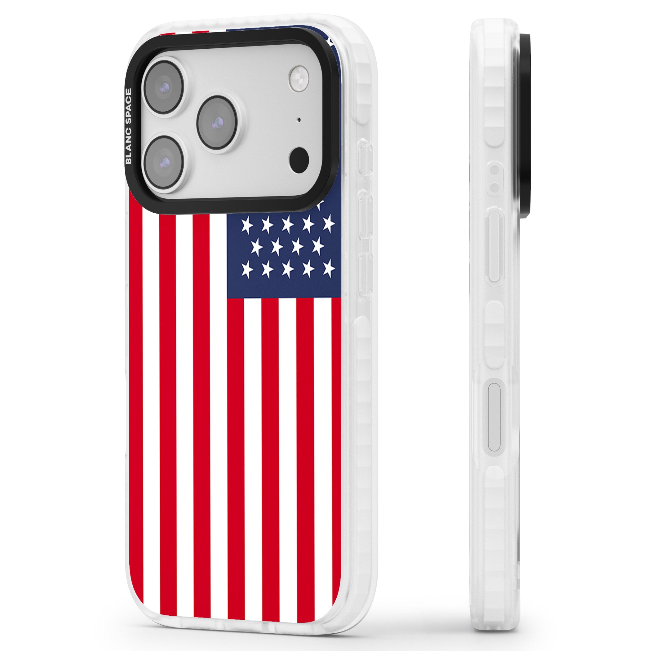 American Flag iPhone 17 Pro Impact Pro Clear Phone Case Side Profile