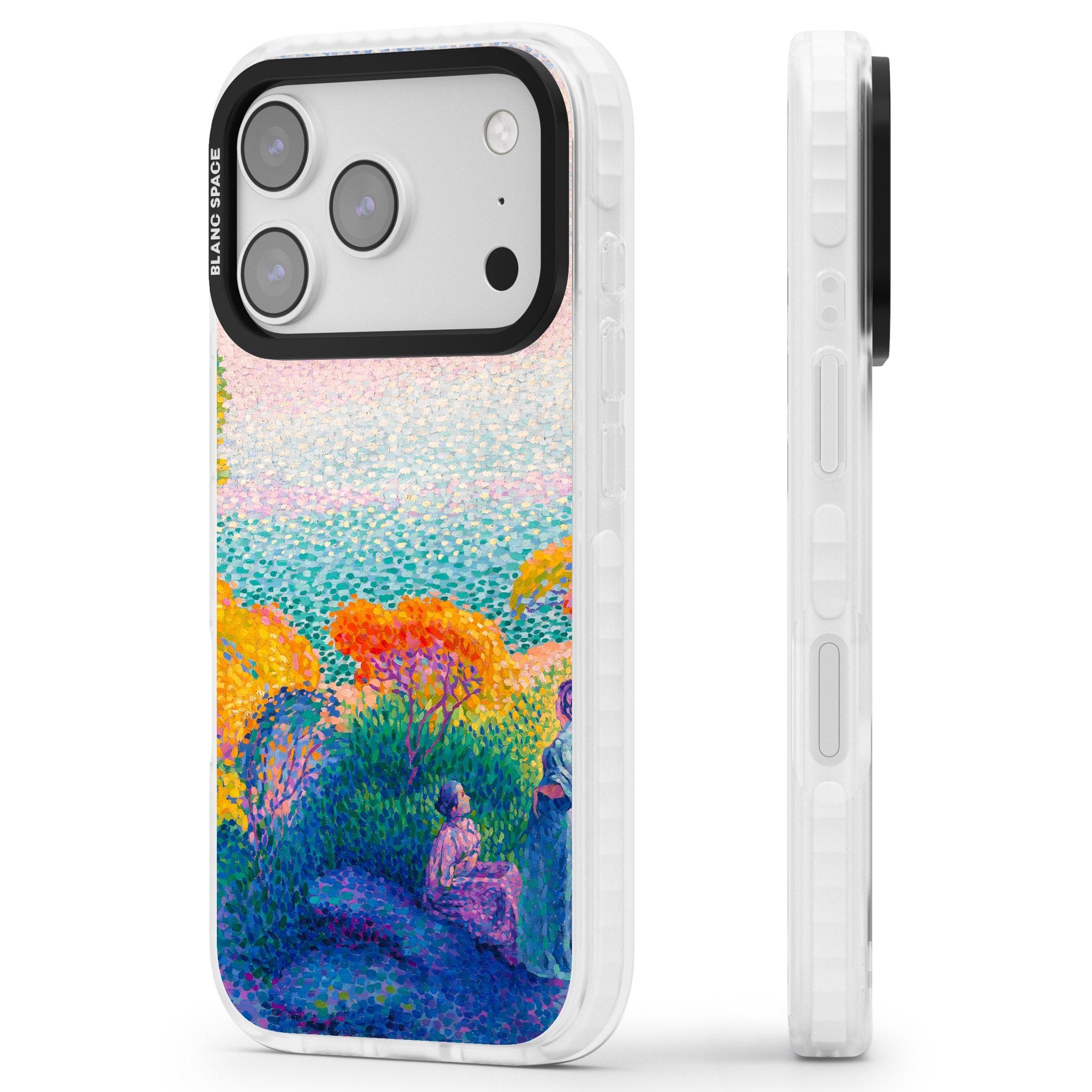 Two Women by the Shore iPhone 17 Pro Impact Pro Clear Phone Case Side Profile