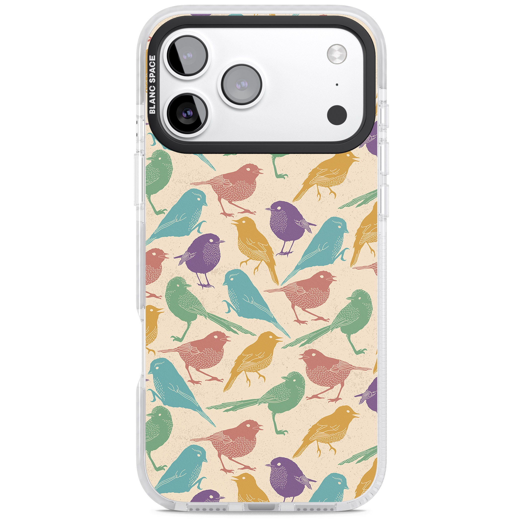 Colorful Feathered Friends iPhone 17 Pro Impact Pro Clear Phone Case
