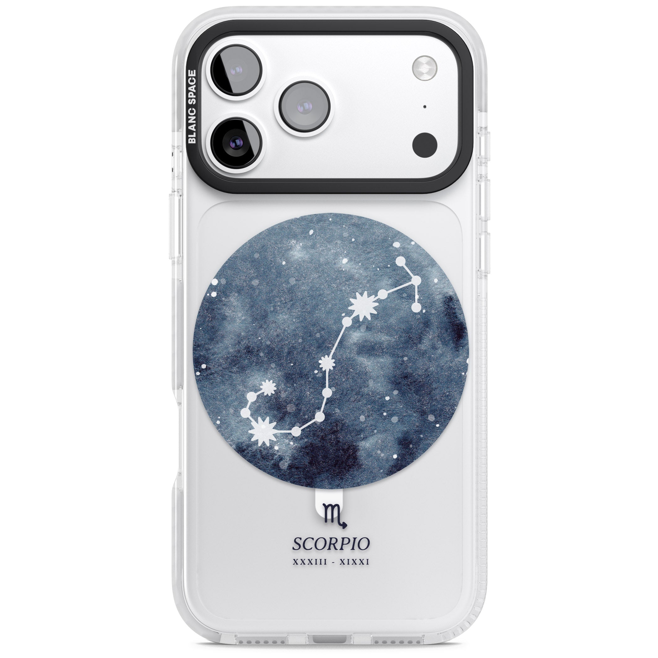 Scorpio Zodiac Blue iPhone 17 Pro Impact Pro Clear Phone Case