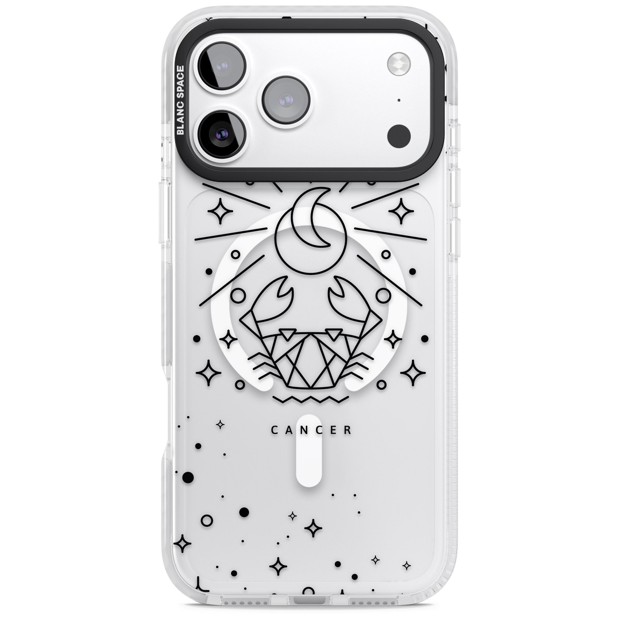 Zodiac Cancer Moon iPhone 17 Pro Impact Pro Clear Phone Case