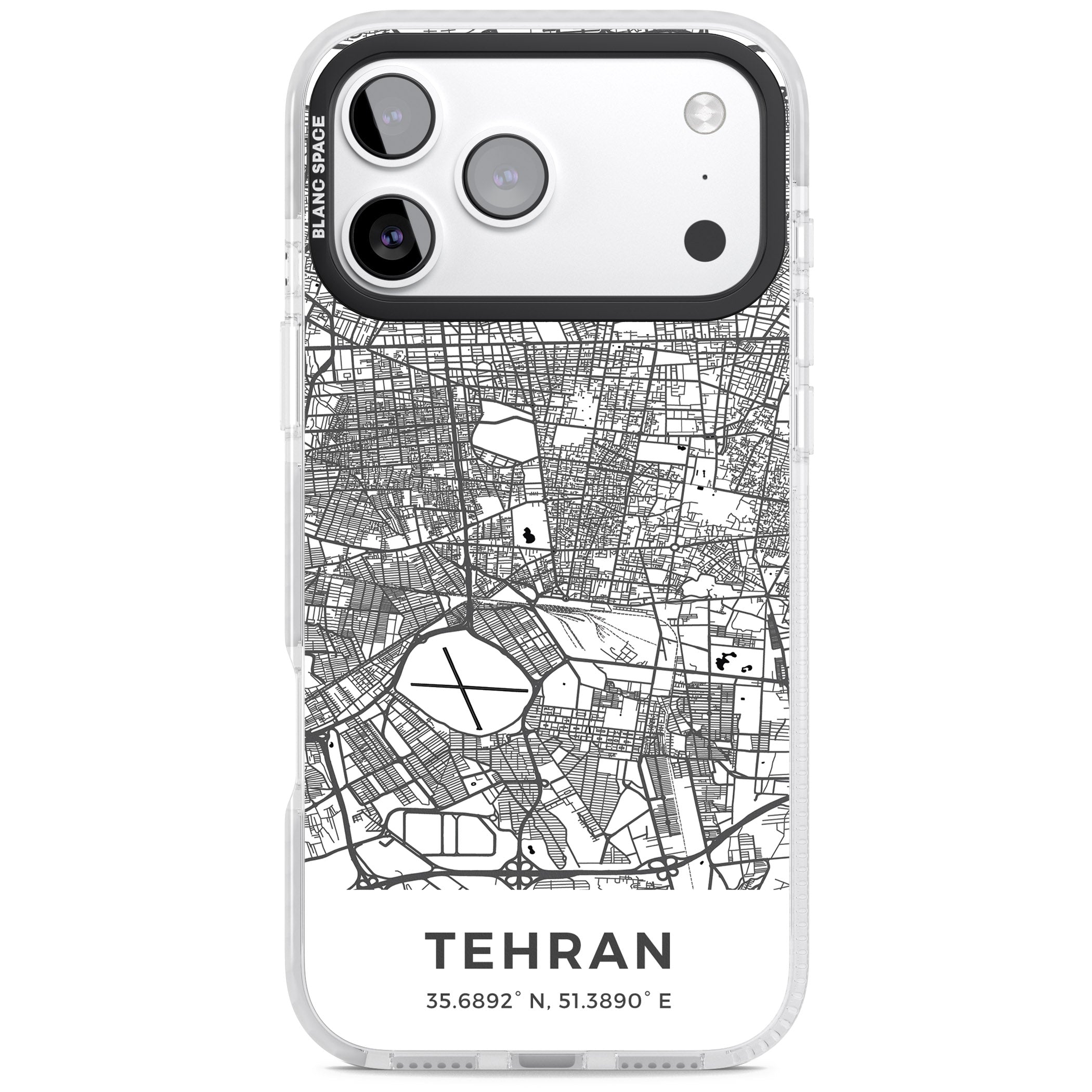 Tehran Map iPhone 17 Pro Impact Clear Phone Case