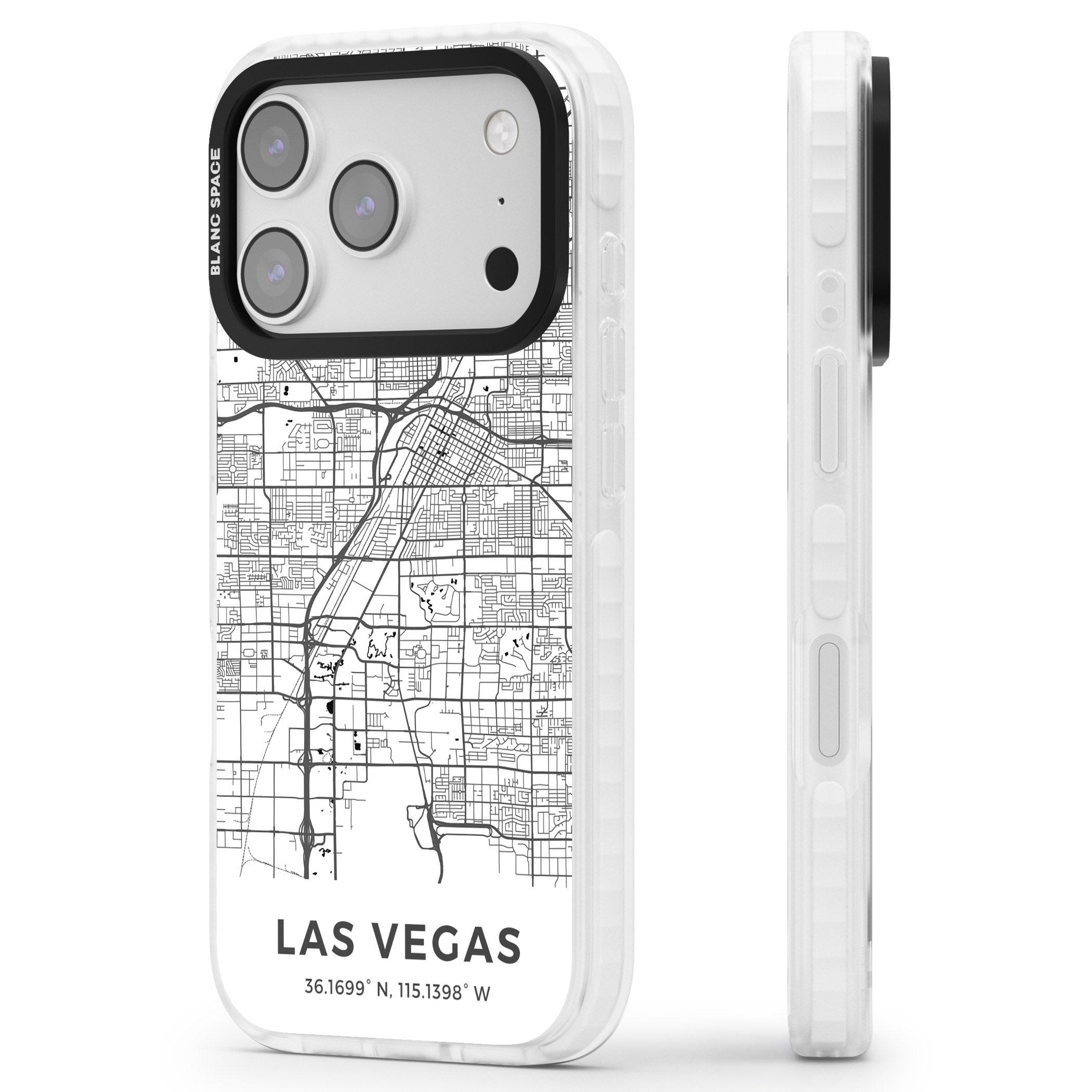 Las Vegas Map iPhone 17 Pro Impact Clear Phone Case Side Profile