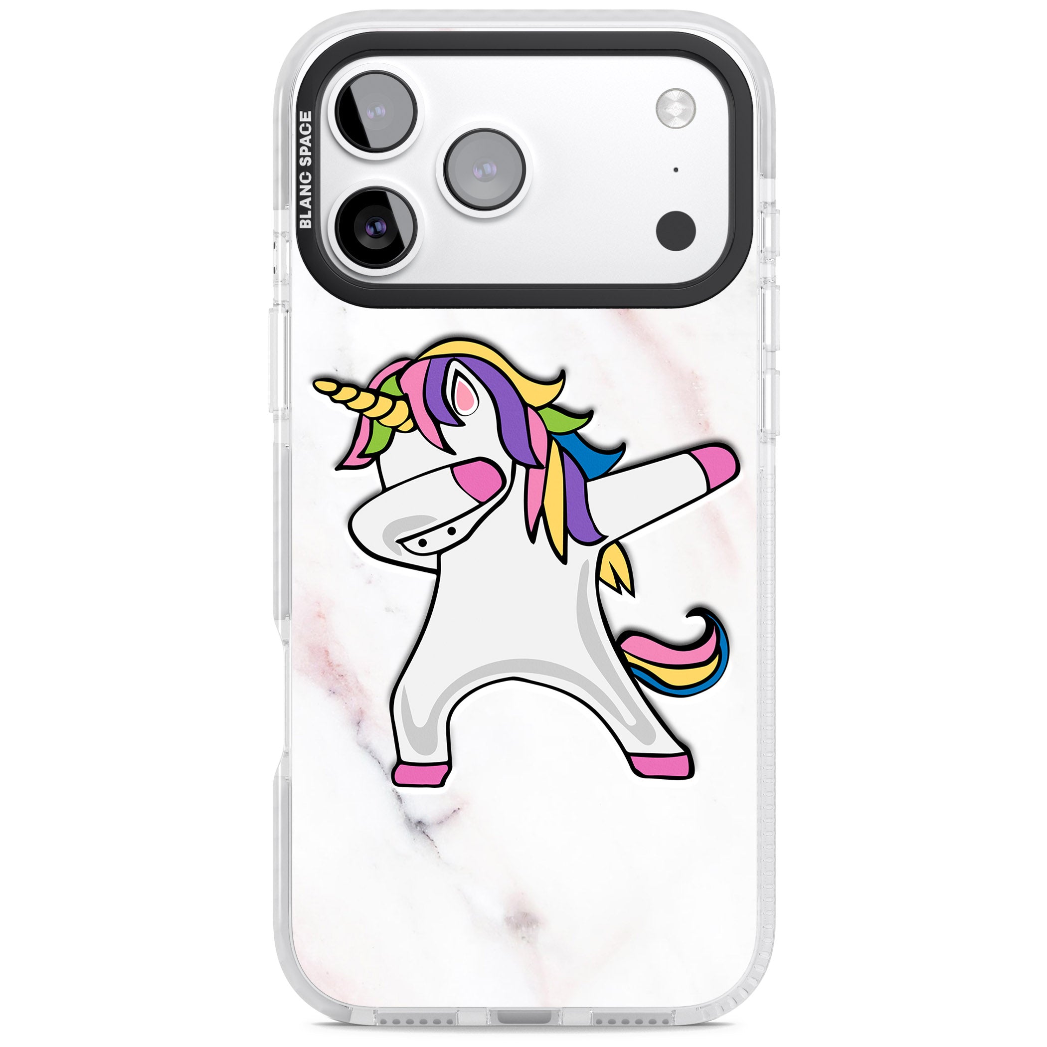 Designer Marble Unicorn Dab iPhone 17 Pro Impact Clear Phone Case