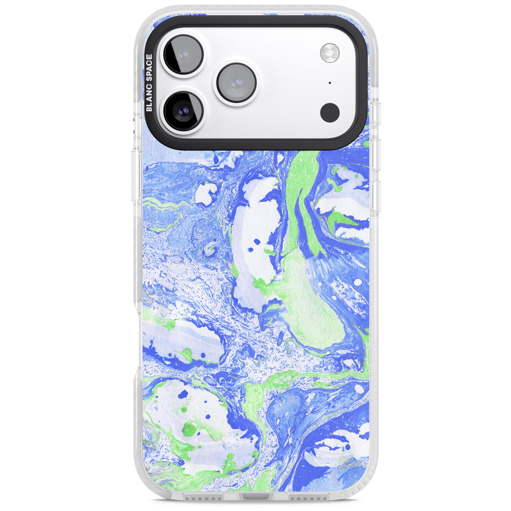Dark Blue & Green Marbled Paper Pattern iPhone 17 Pro Max Impact Clear Phone Case