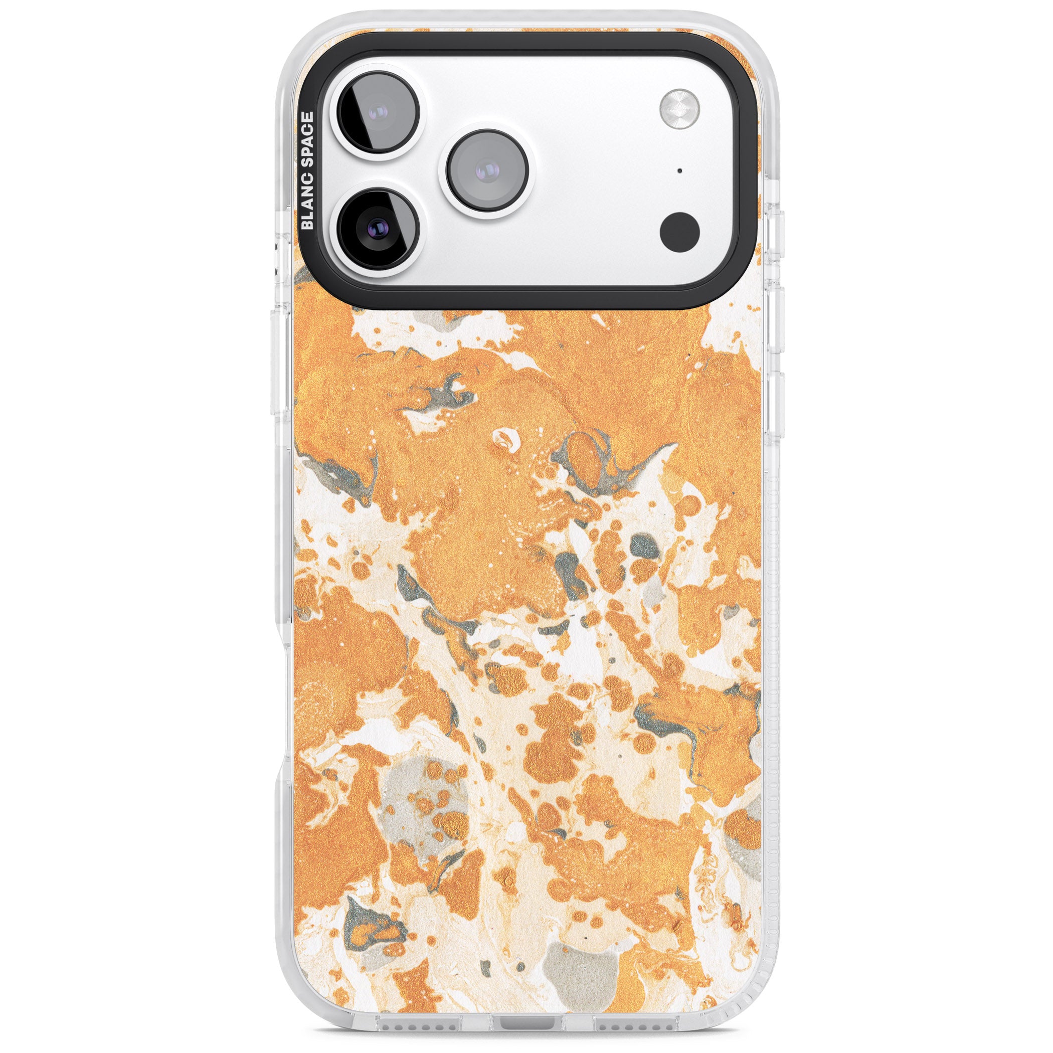 Orange Marbled iPhone 17 Pro Impact Clear Phone Case