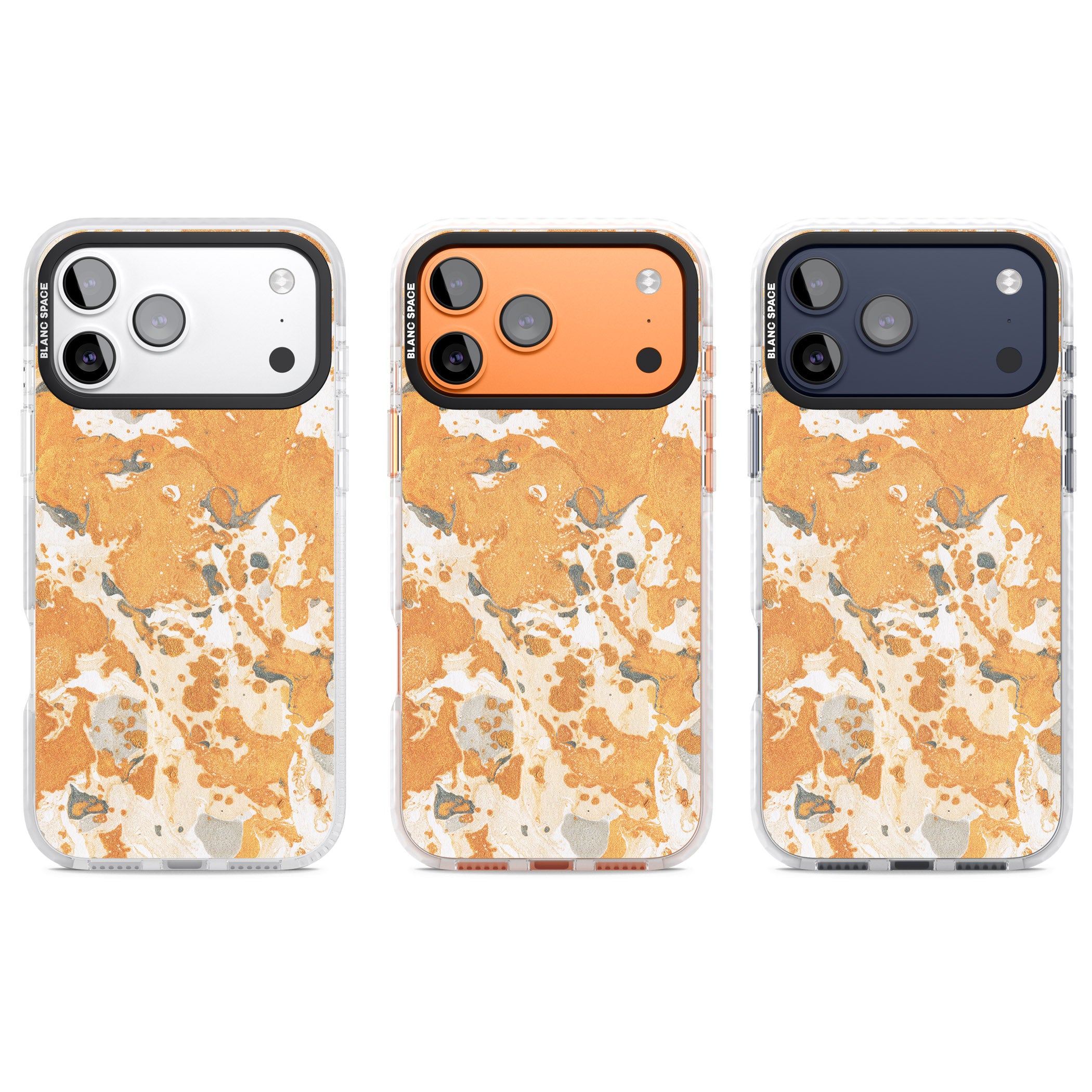 Orange Marbled iPhone 17 Pro Impact Clear Phone Case APT Impact Protection