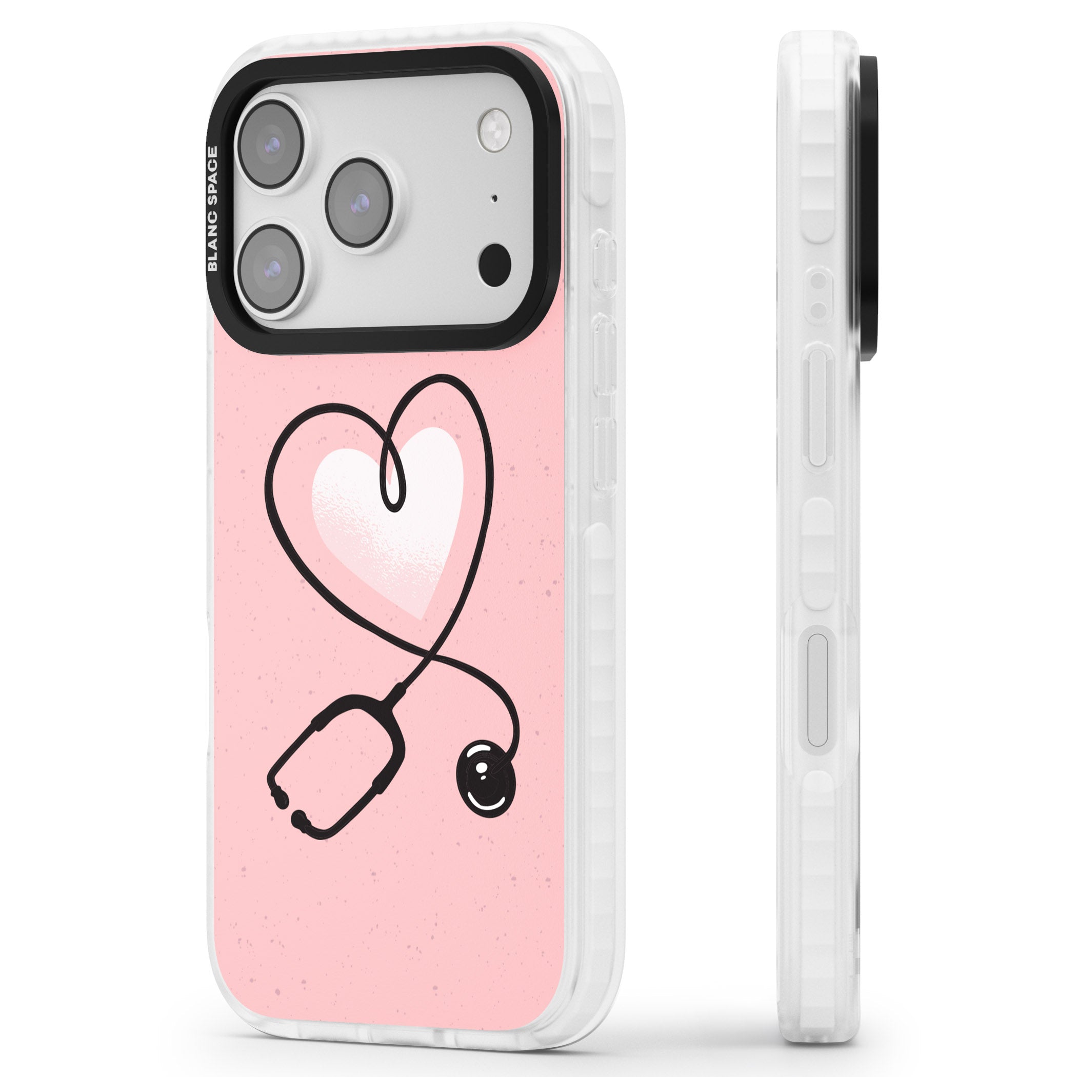 Stethoscope Heart iPhone 17 Pro Impact Clear Phone Case Side Profile