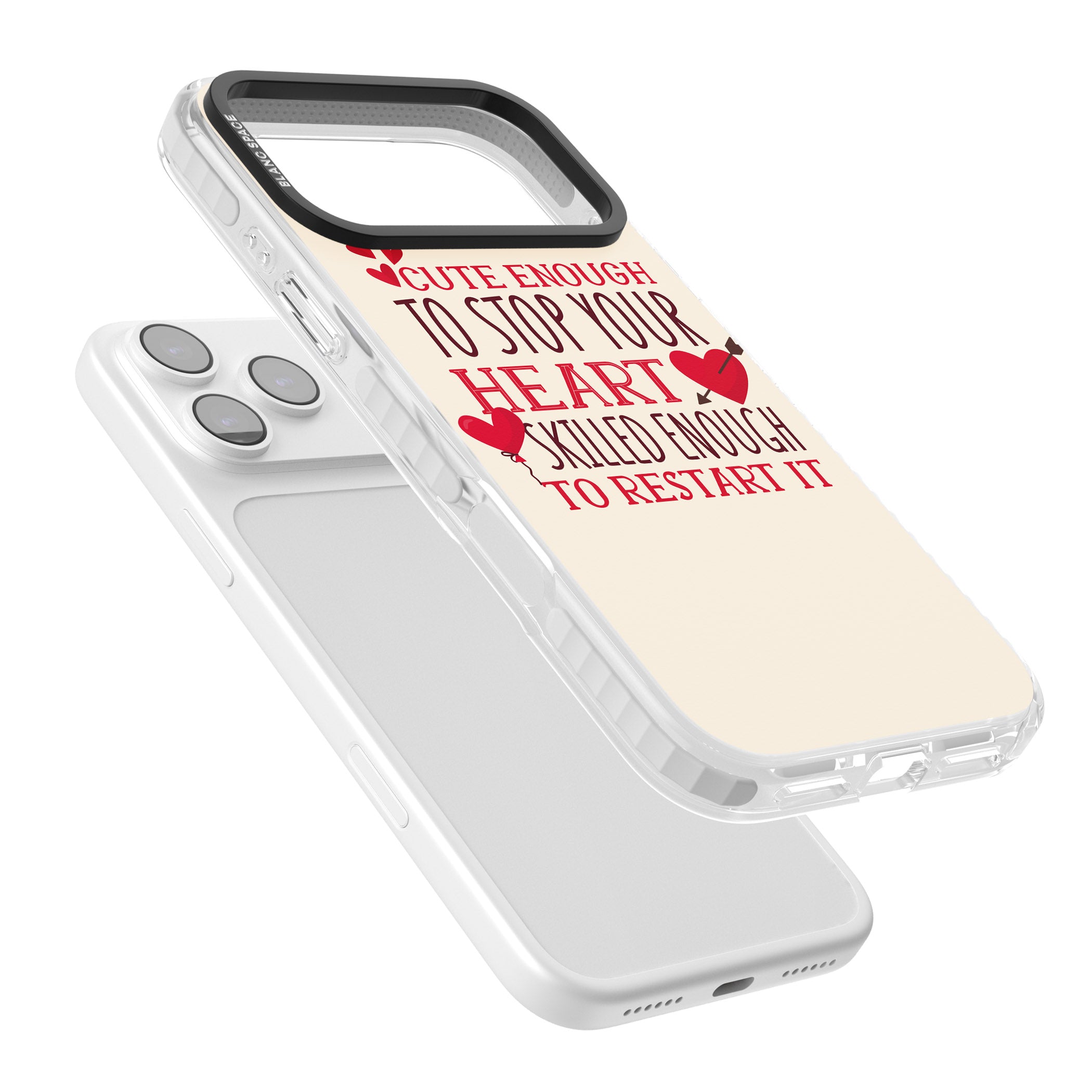 Cute Enough To Stop Your Heart iPhone 17 Pro Impact Clear Phone Case Colours