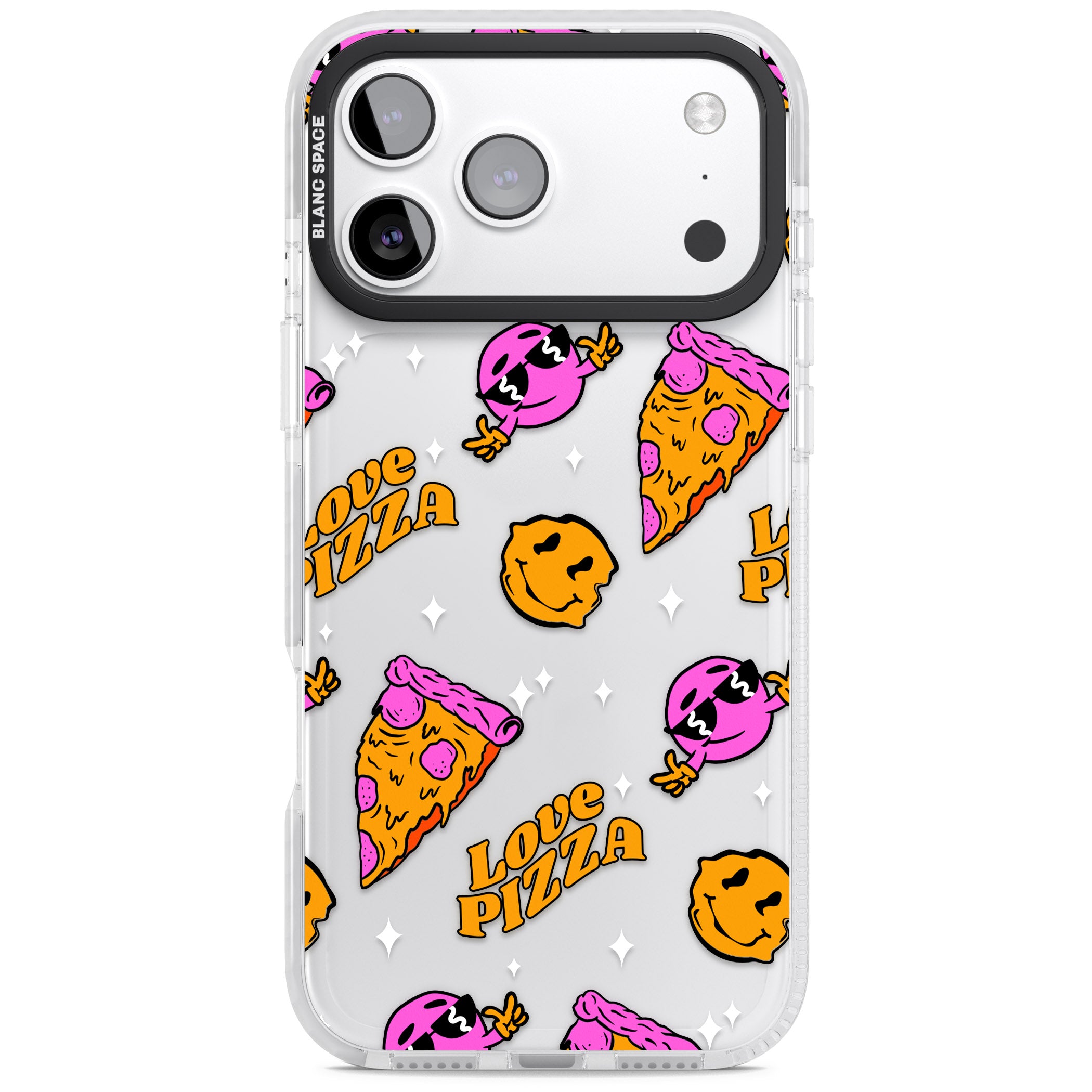 Psychedelic Love Pizza Pattern (Clear) iPhone 17 Pro Impact Clear Phone Case