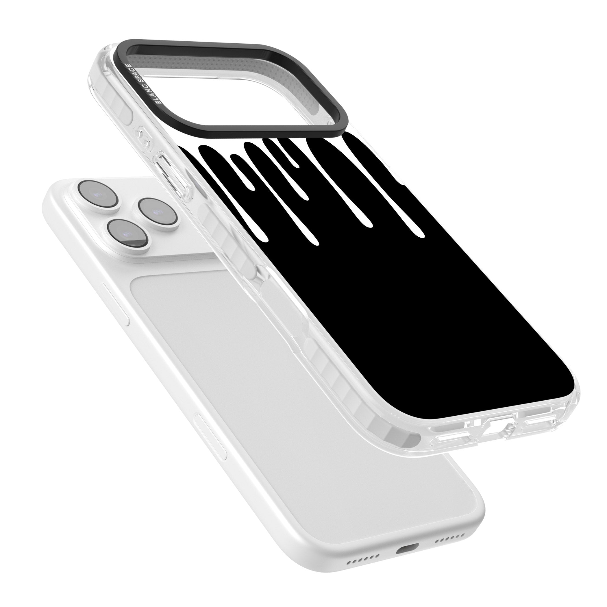 Melted Effect: White & Black iPhone 17 Pro Impact Clear Phone Case Colours