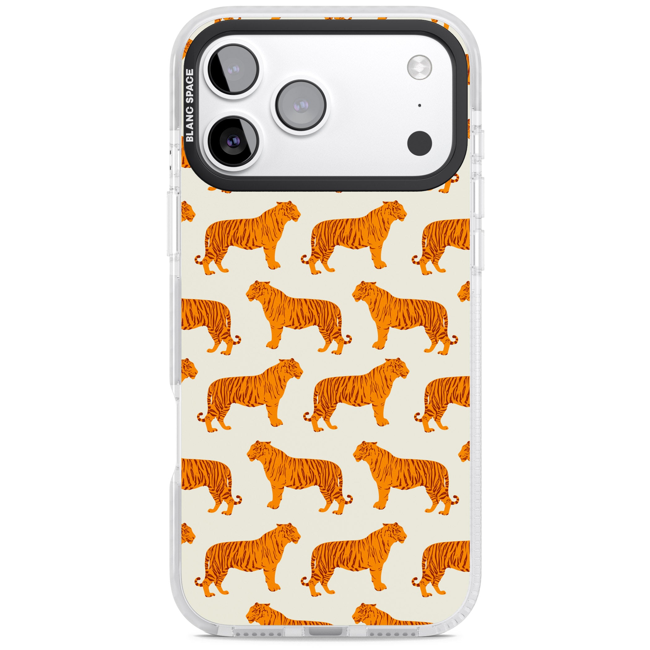 Trendy Tiger Patterns Tigers On Khaki iPhone 17 Pro Impact Clear Phone Case