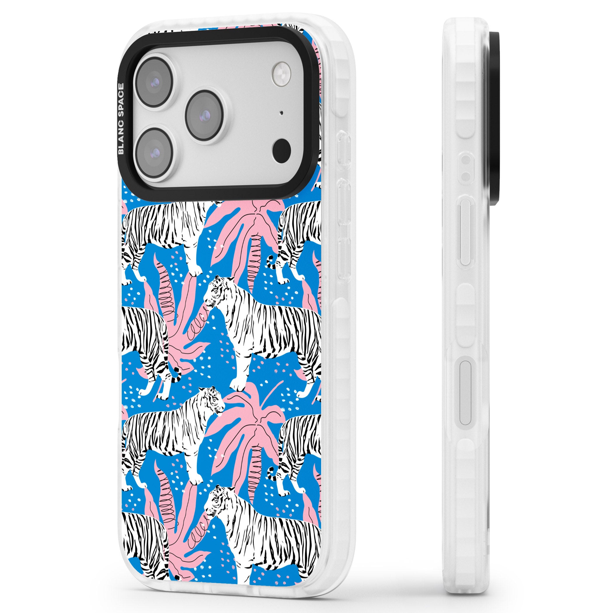 Bengal Blues iPhone 17 Pro Impact Clear Phone Case Side Profile