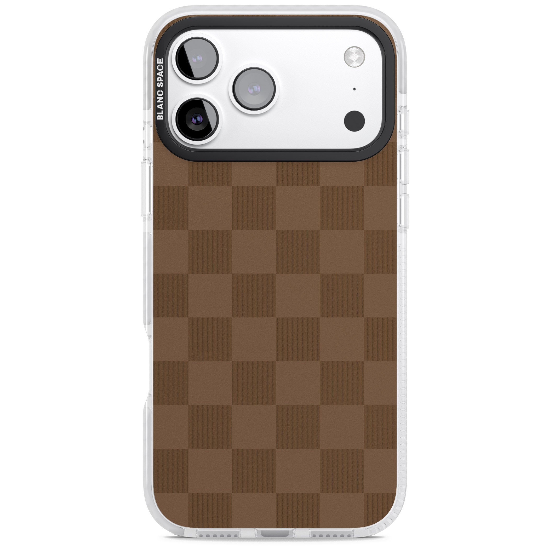 Chocolate Checkered iPhone 17 Pro Impact Clear Phone Case