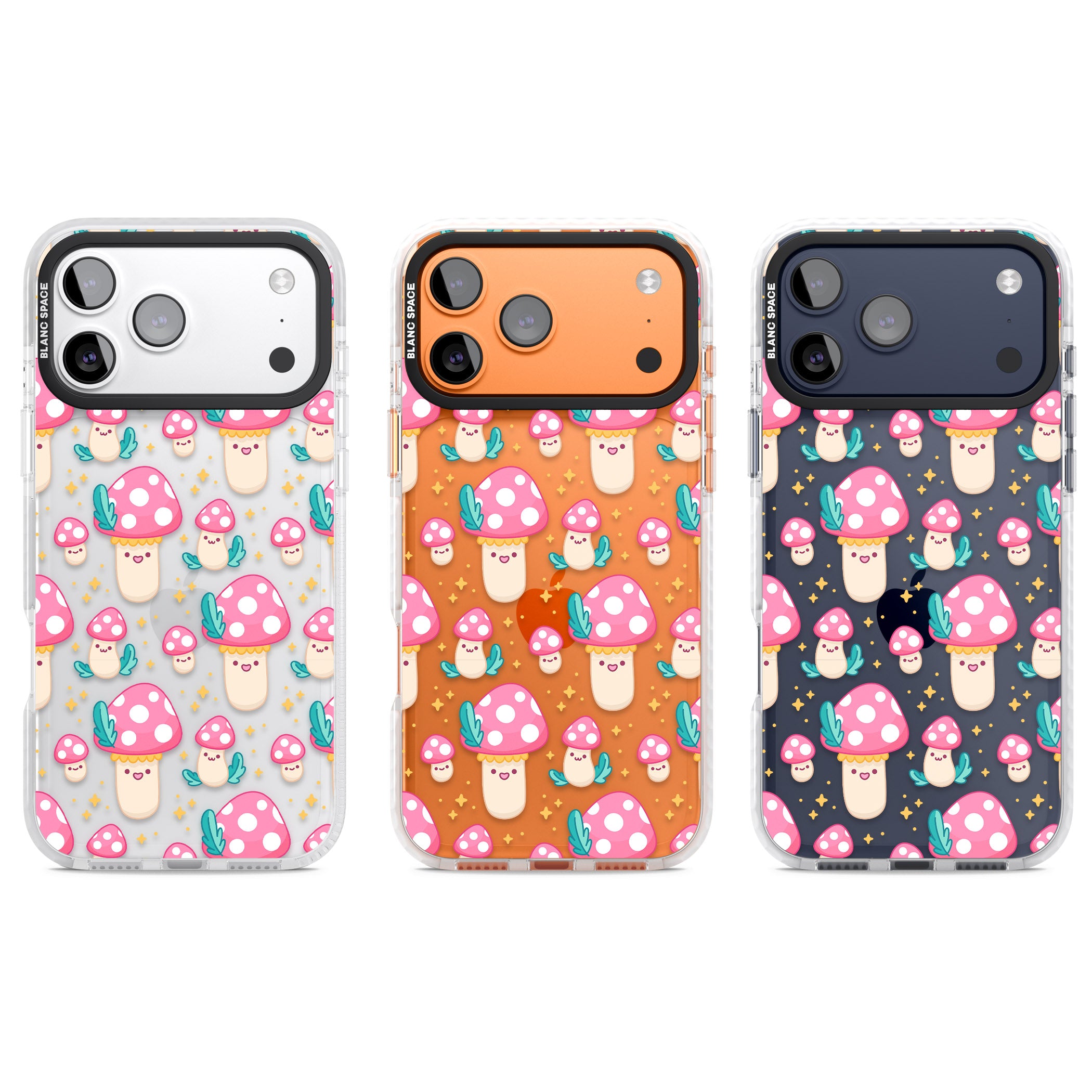 Cute Mushroom Pattern iPhone 17 Pro Impact Clear Phone Case APT Impact Protection