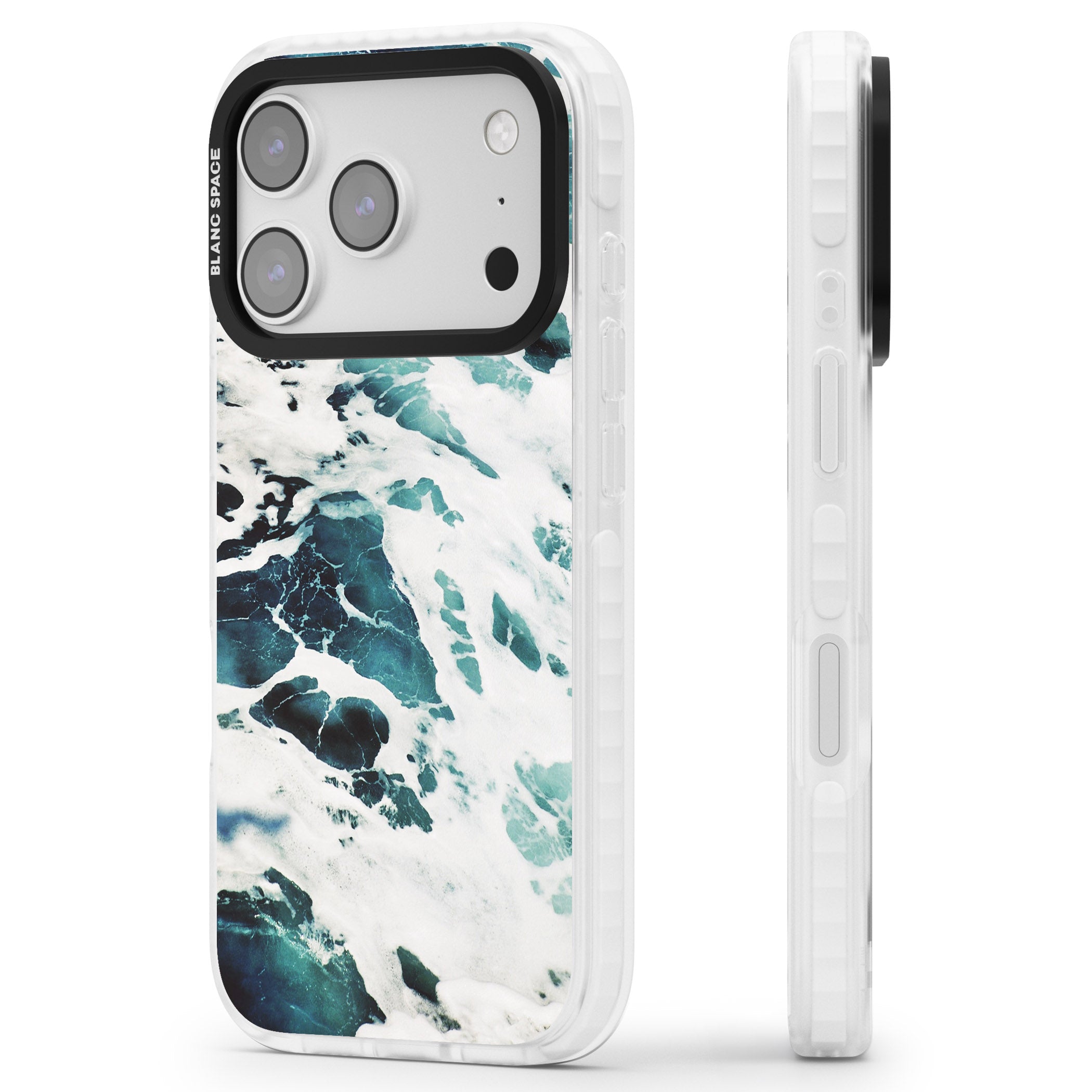Ocean Surge iPhone 17 Pro Impact Clear Phone Case Side Profile