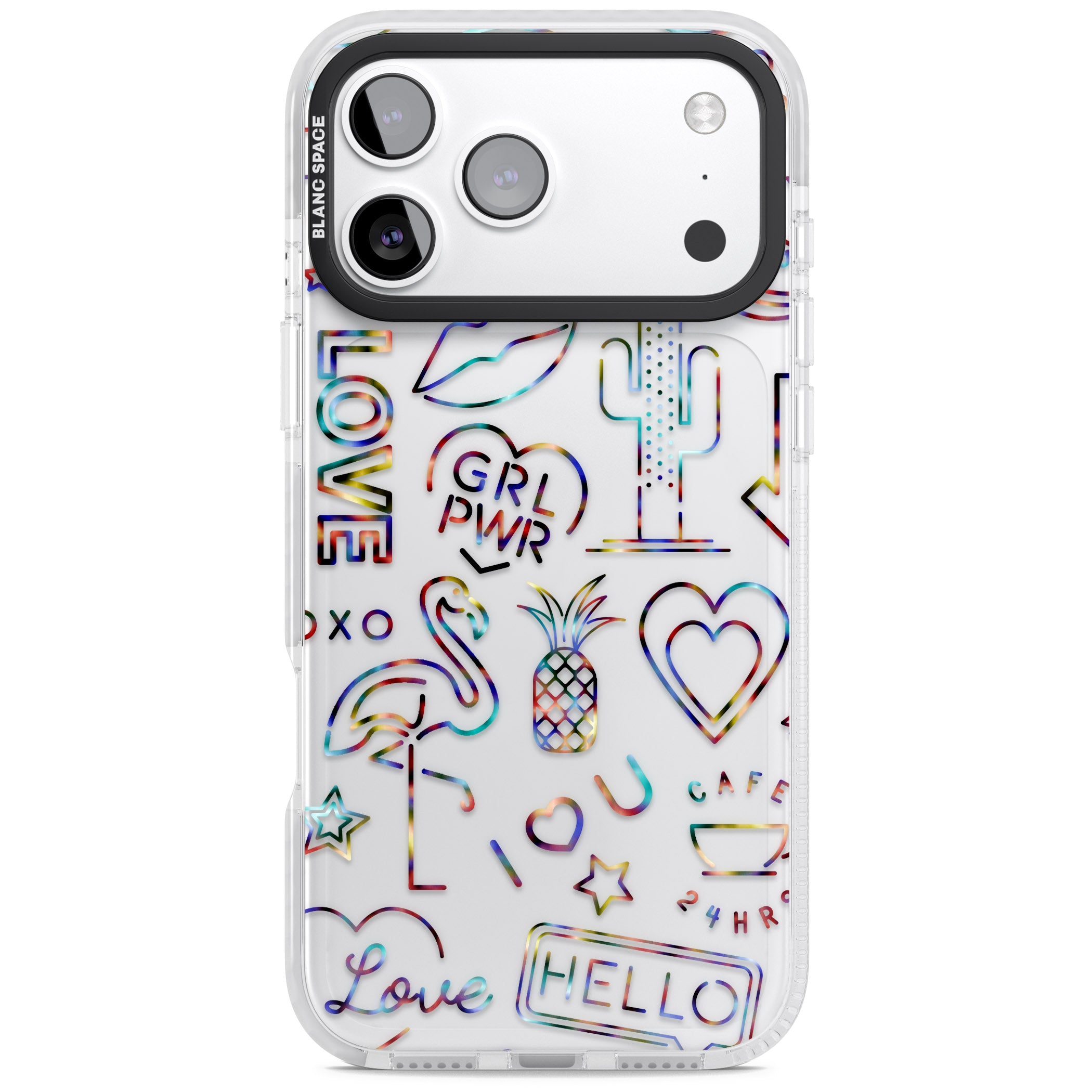 Funky Nebula Neon Sign iPhone 17 Pro Impact Clear Phone Case