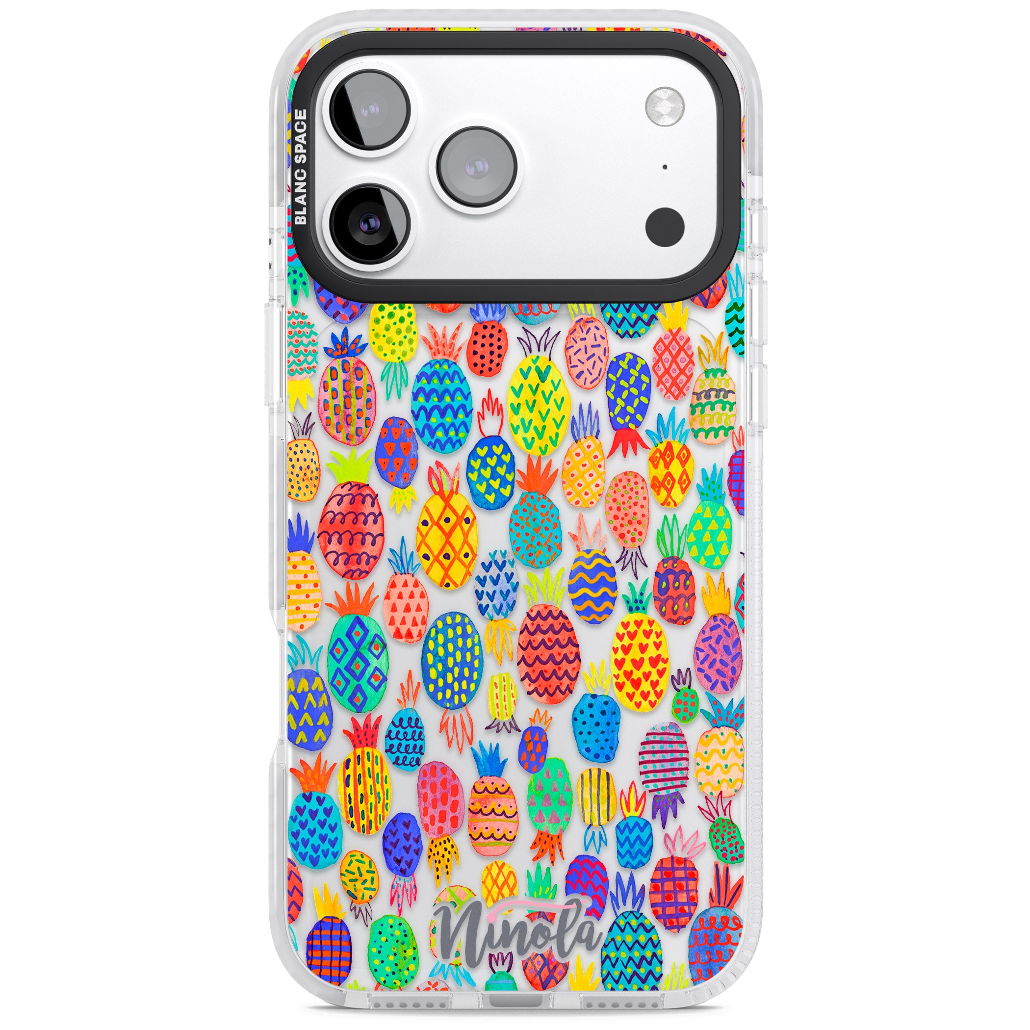 Vibrant Pineapple Pattern iPhone 17 Pro Max Impact Clear Phone Case