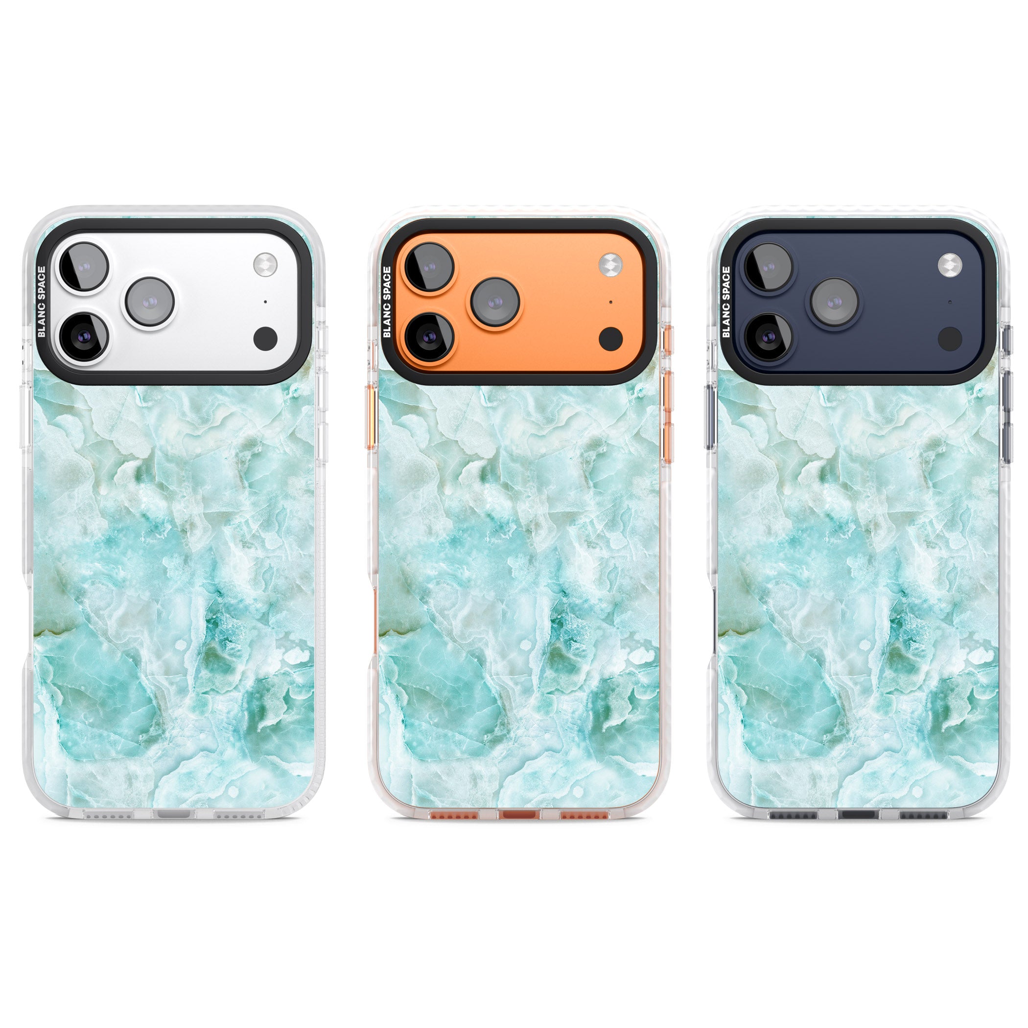 Aqua Onyx Marble iPhone 17 Pro Impact Clear Phone Case APT Impact Protection