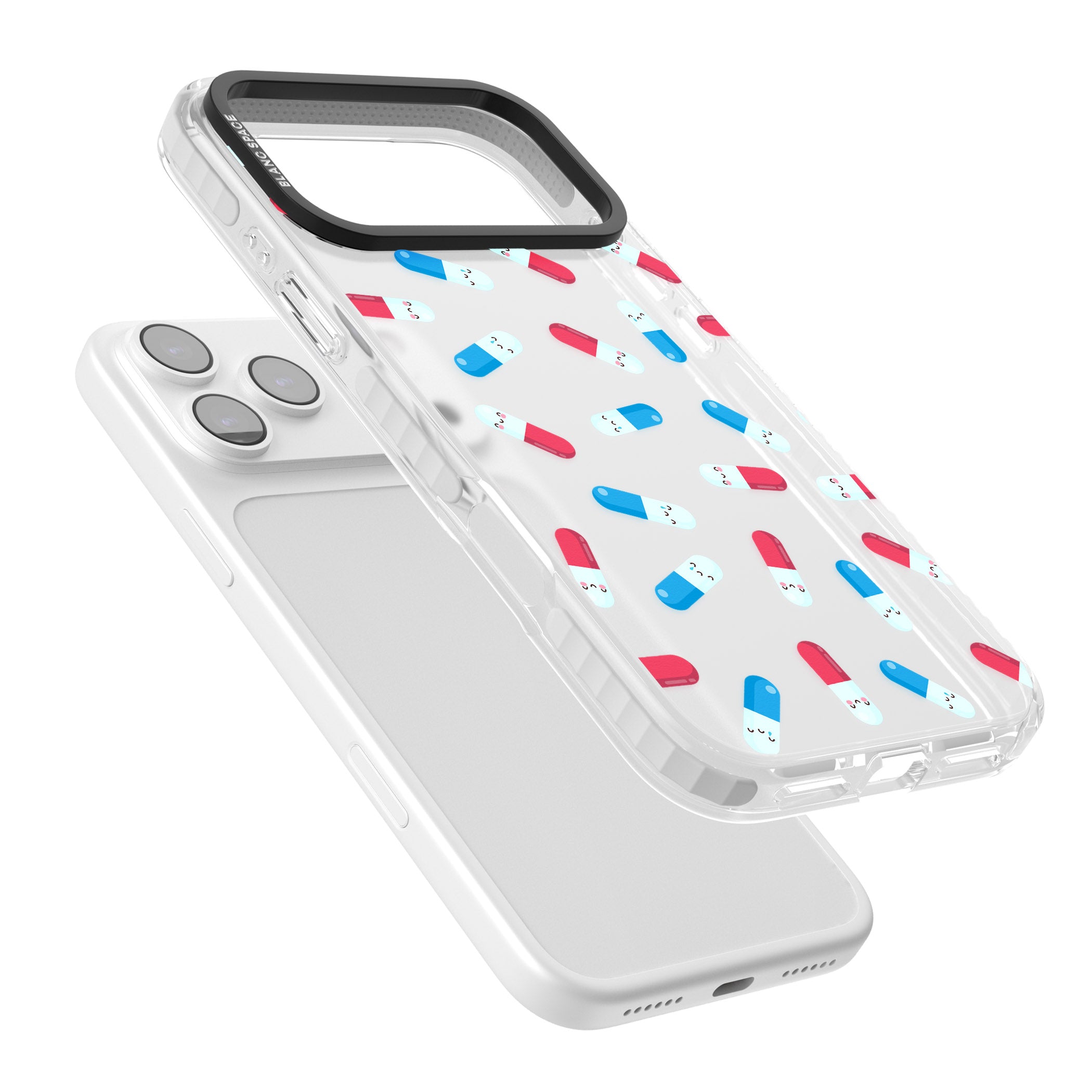 Kawaii Pill Pattern iPhone 17 Pro Impact Clear Phone Case Colours