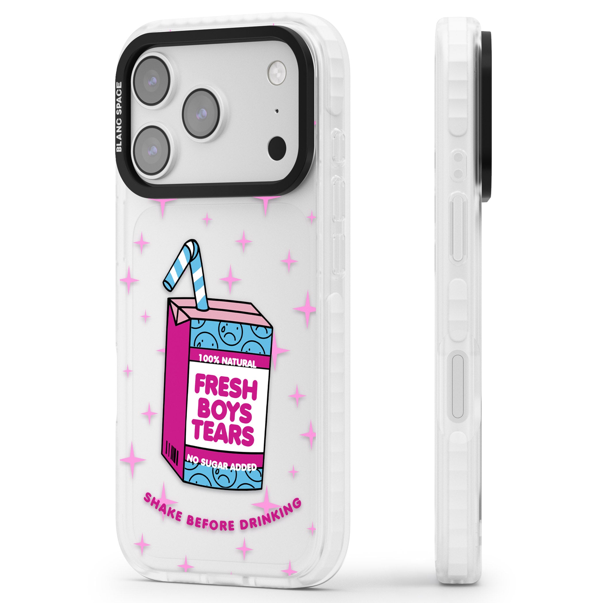 Boy Tears iPhone 17 Pro Impact Clear Phone Case Side Profile