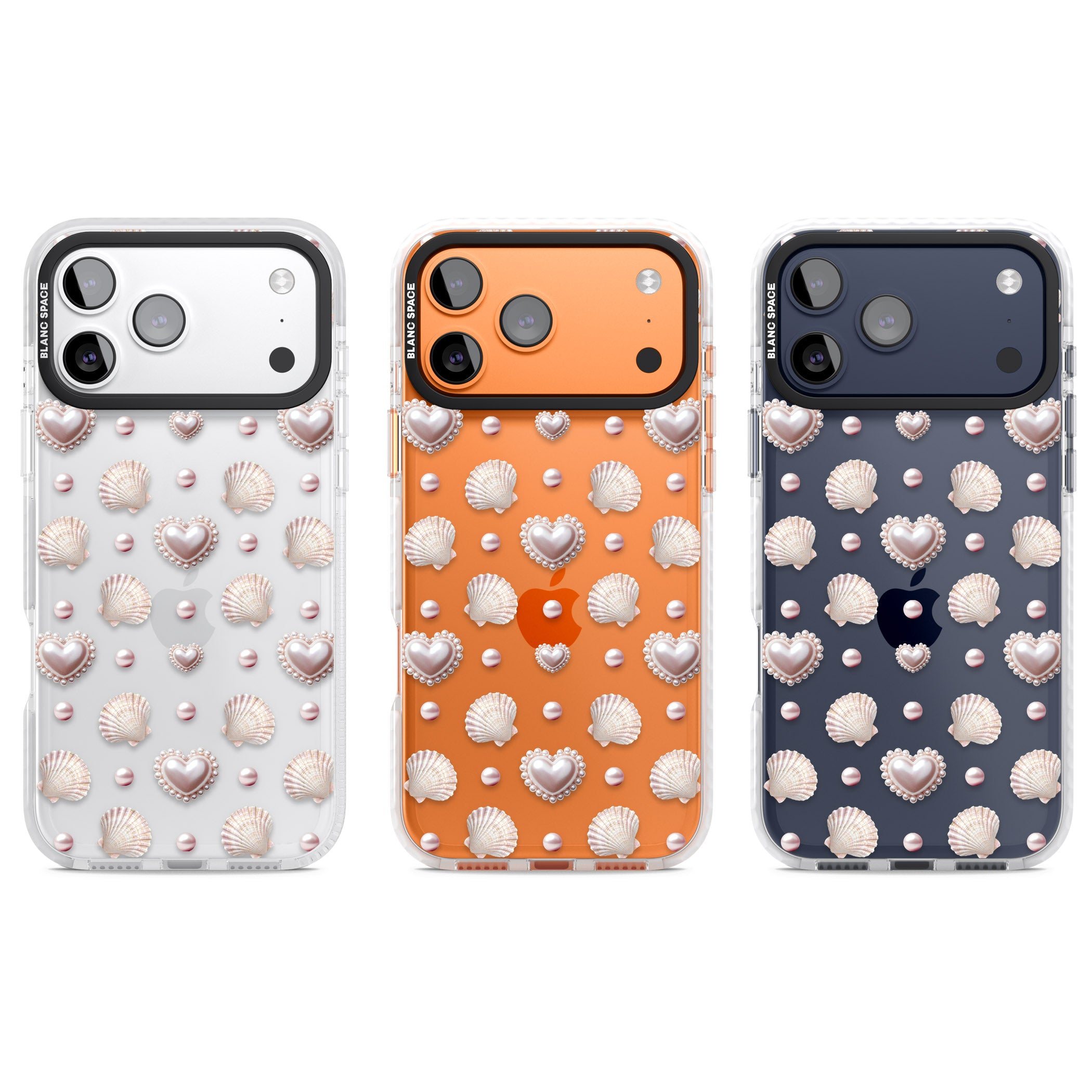 Pearl Hearts iPhone 17 Pro Impact Clear Phone Case APT Impact Protection