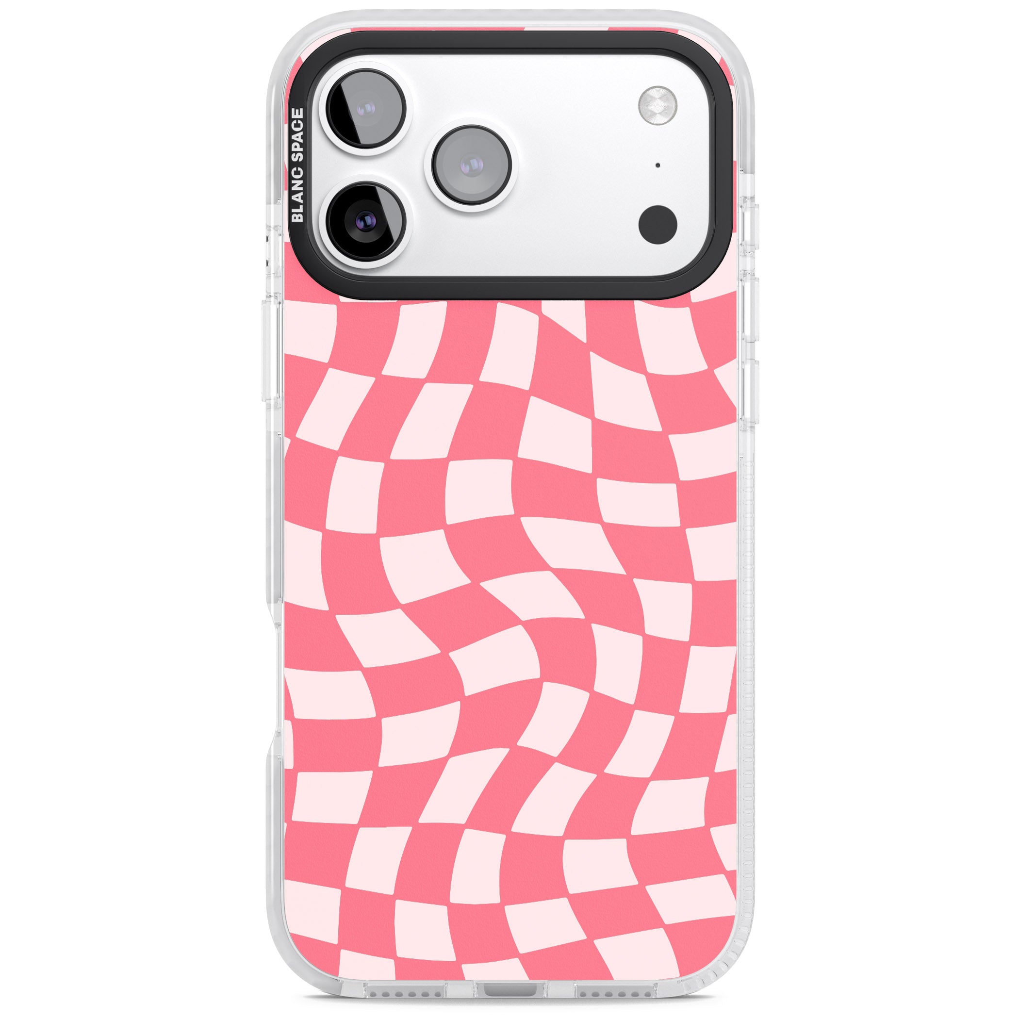 Pink Wavy Checked Pattern iPhone 17 Pro Impact Clear Phone Case
