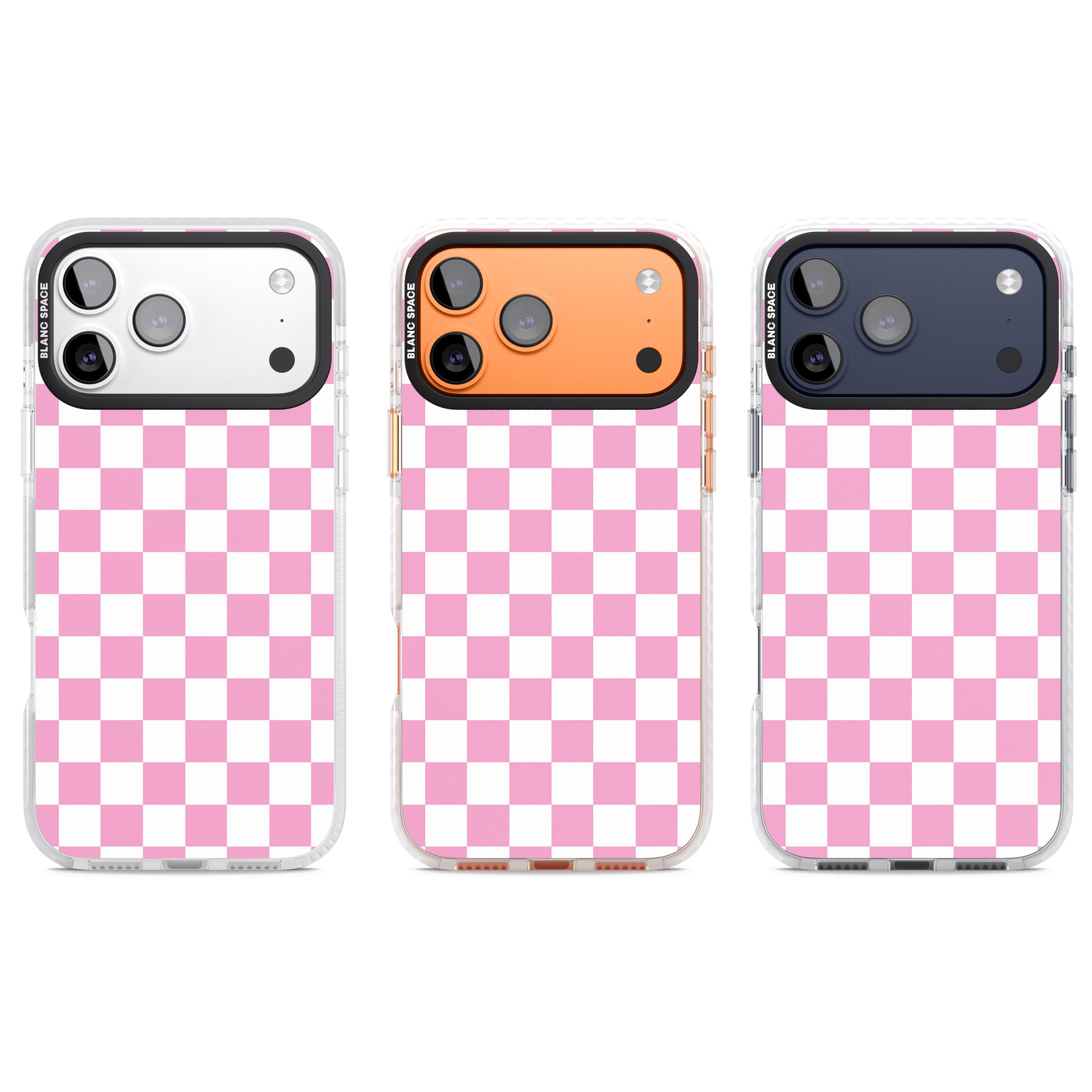 Pink Checkered iPhone 17 Pro Impact Clear Phone Case APT Impact Protection