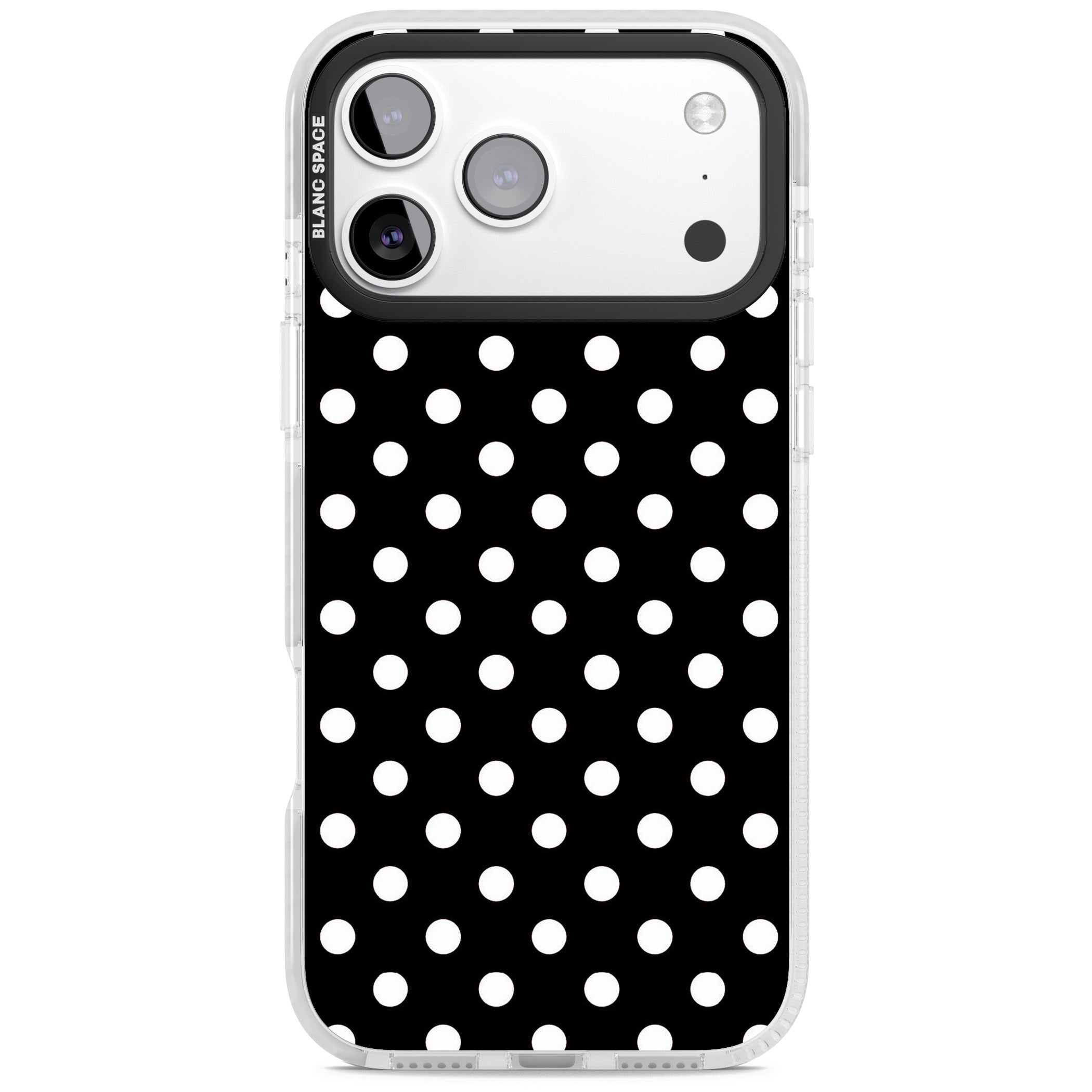 Designer Chic Black Polka Dot iPhone 17 Pro Impact Clear Phone Case