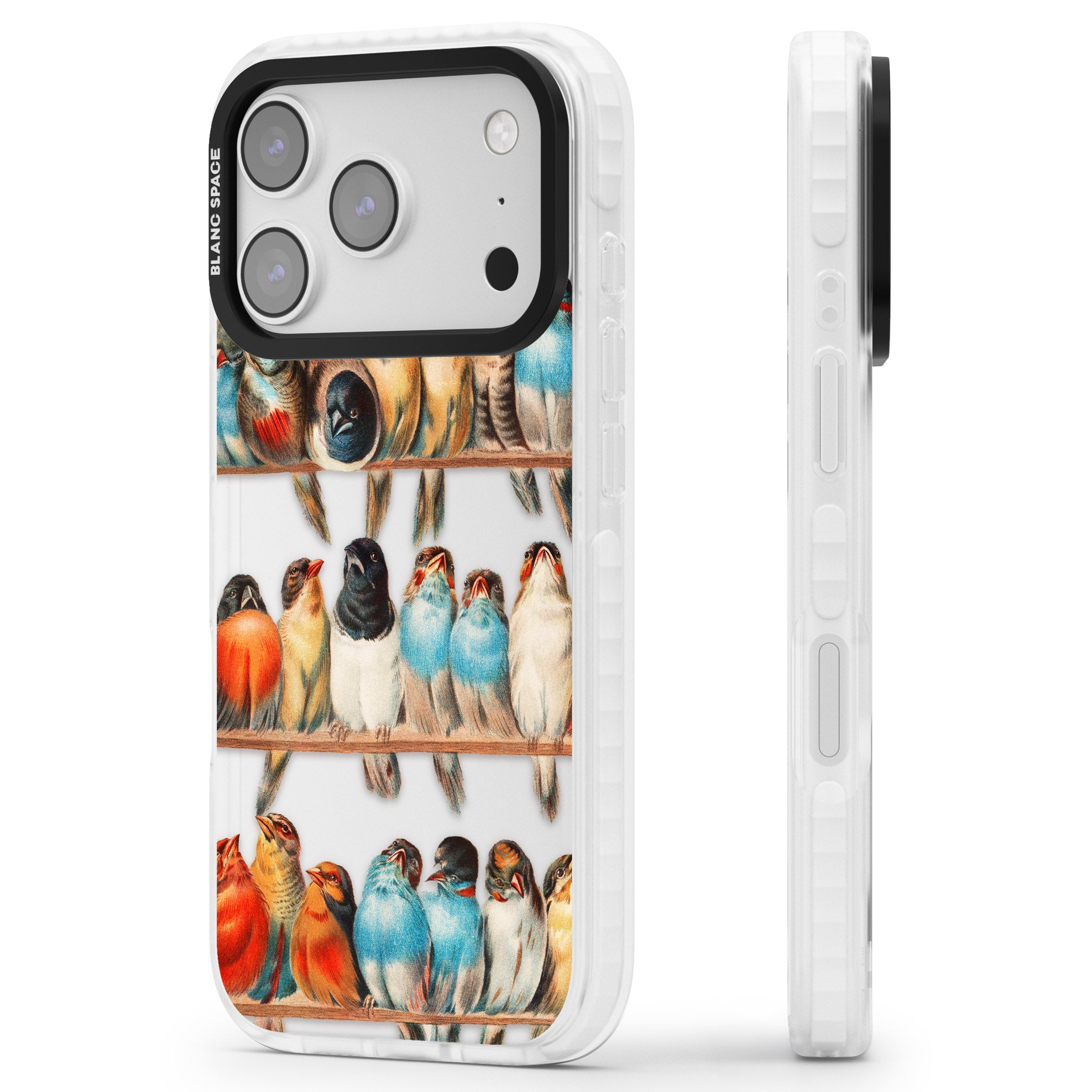 A Perch Of Birds iPhone 17 Pro Impact Clear Phone Case Side Profile