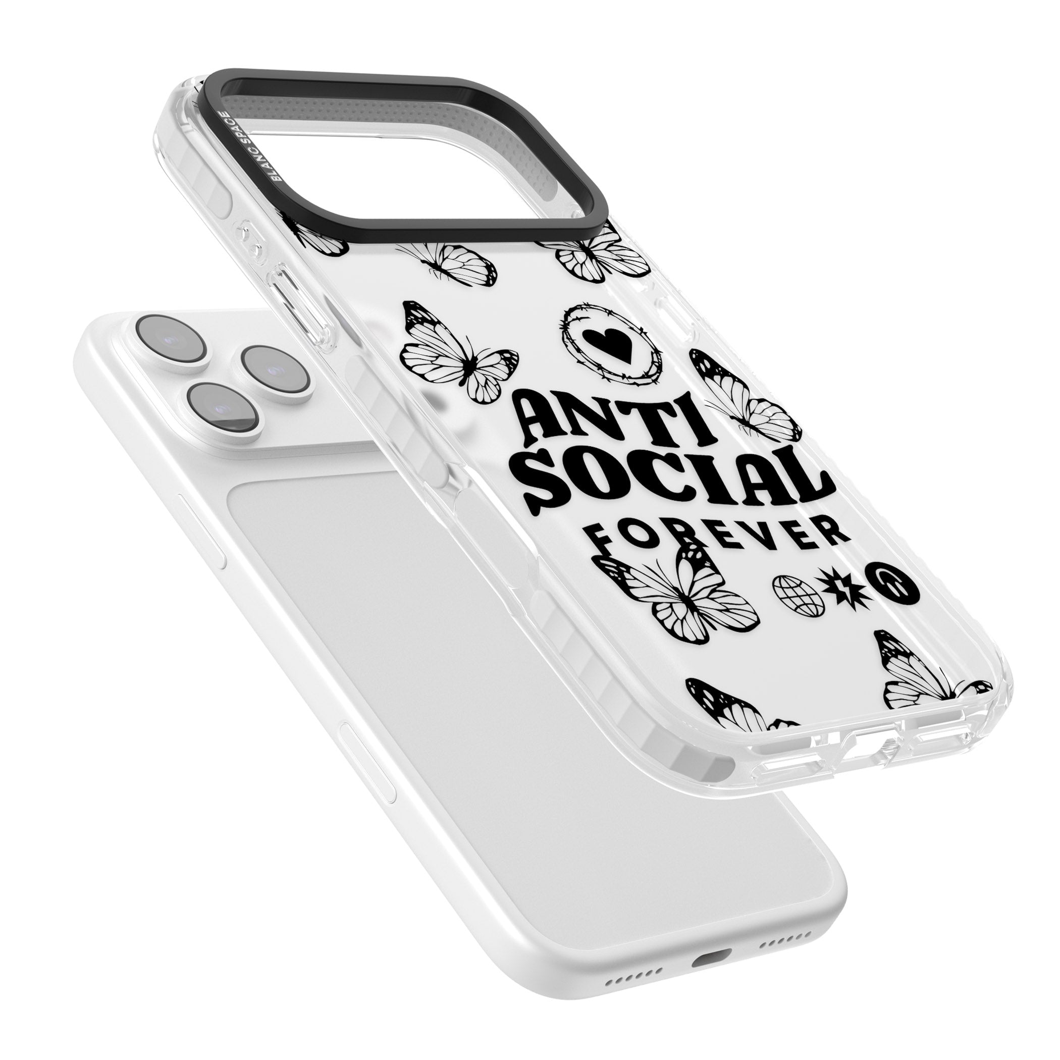 Anti Social Forever iPhone 17 Pro Impact Clear Phone Case Colours