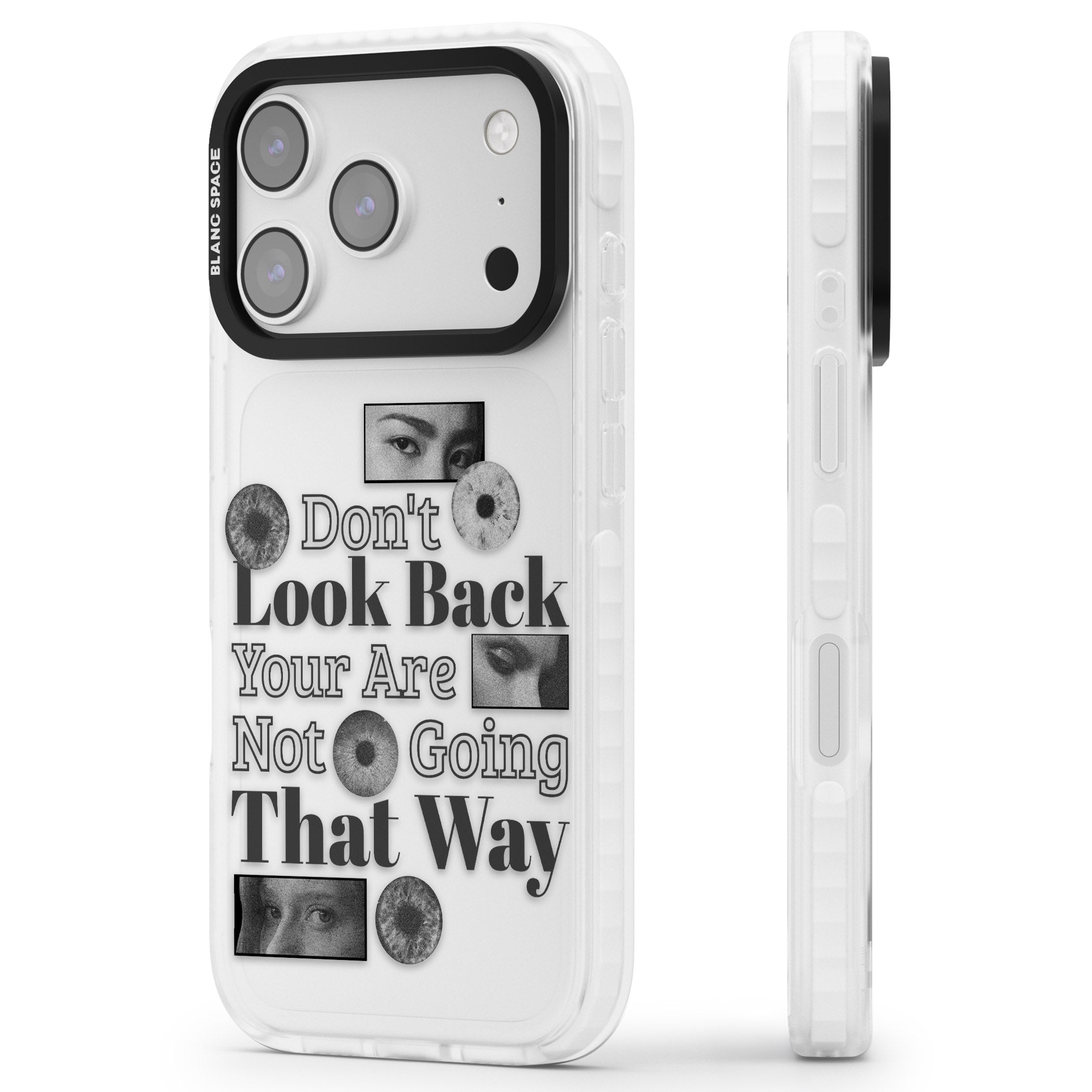 Dont Look Back iPhone 17 Pro Impact Clear Phone Case Side Profile