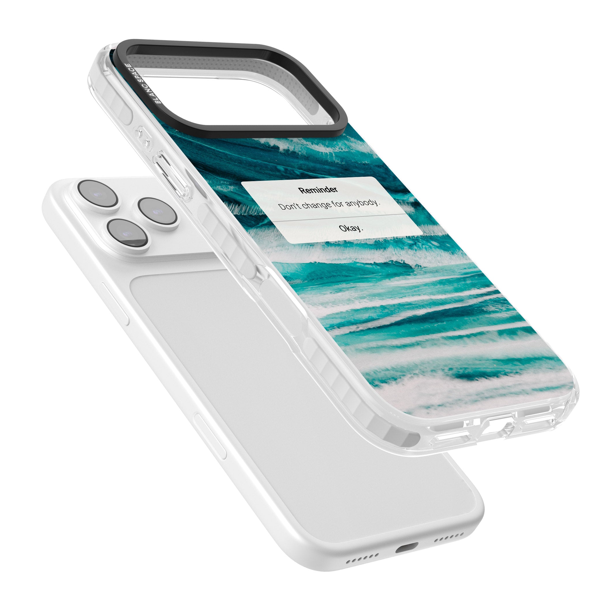 Ocean Vibe Reminder iPhone 17 Pro Impact Clear Phone Case Colours