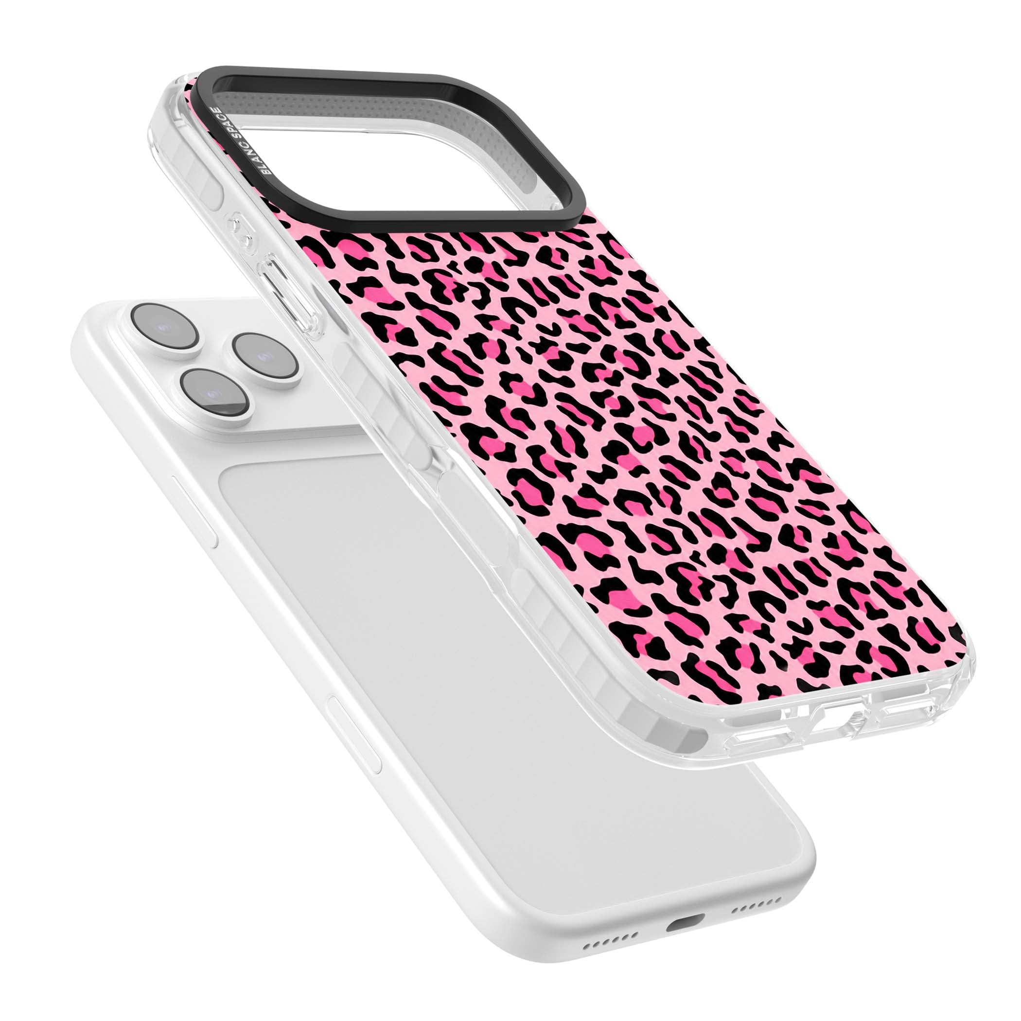 Pink Leopard baddie iPhone case | Black Impact case for iPhone 17 Pro, iPhone 17 Pro Max