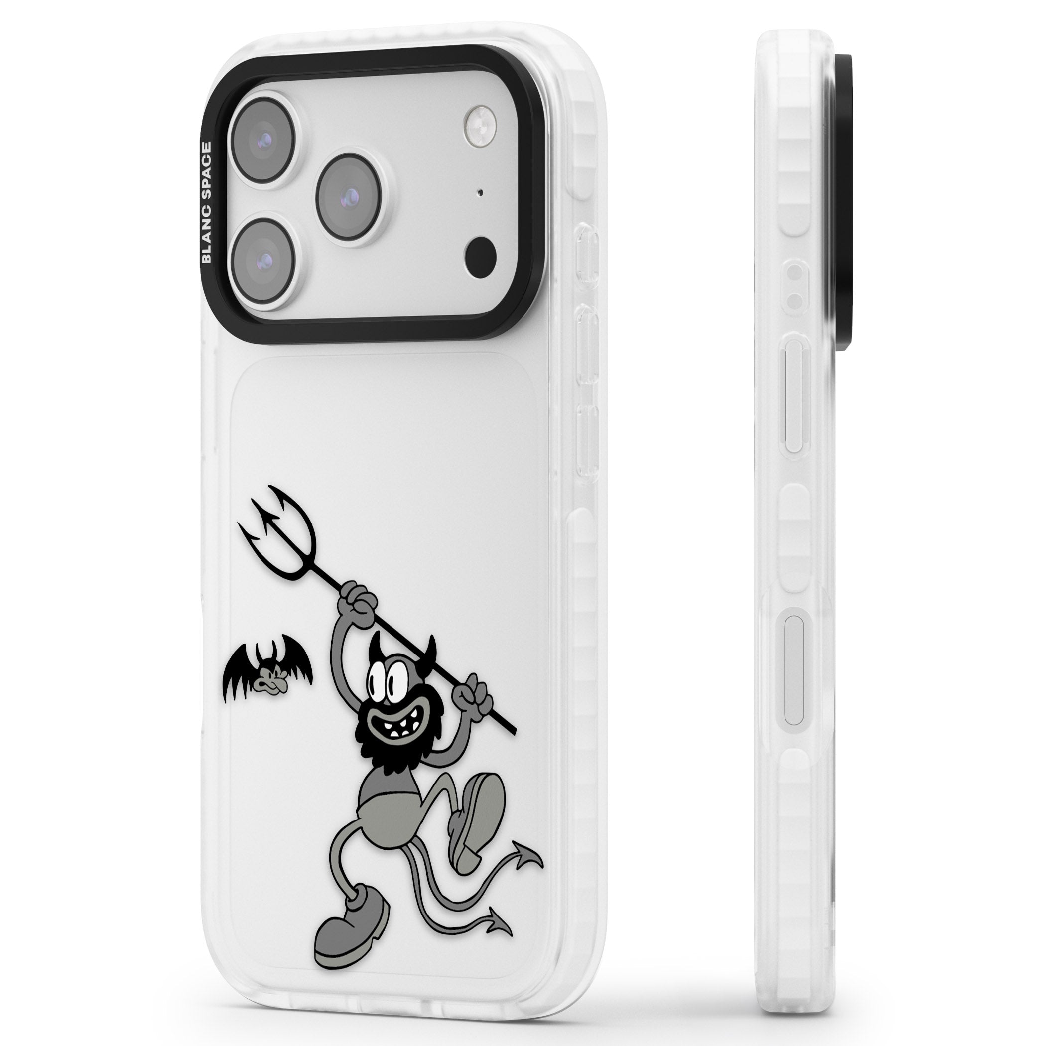 Dancing Devil iPhone 17 Pro Impact Clear Phone Case Side Profile