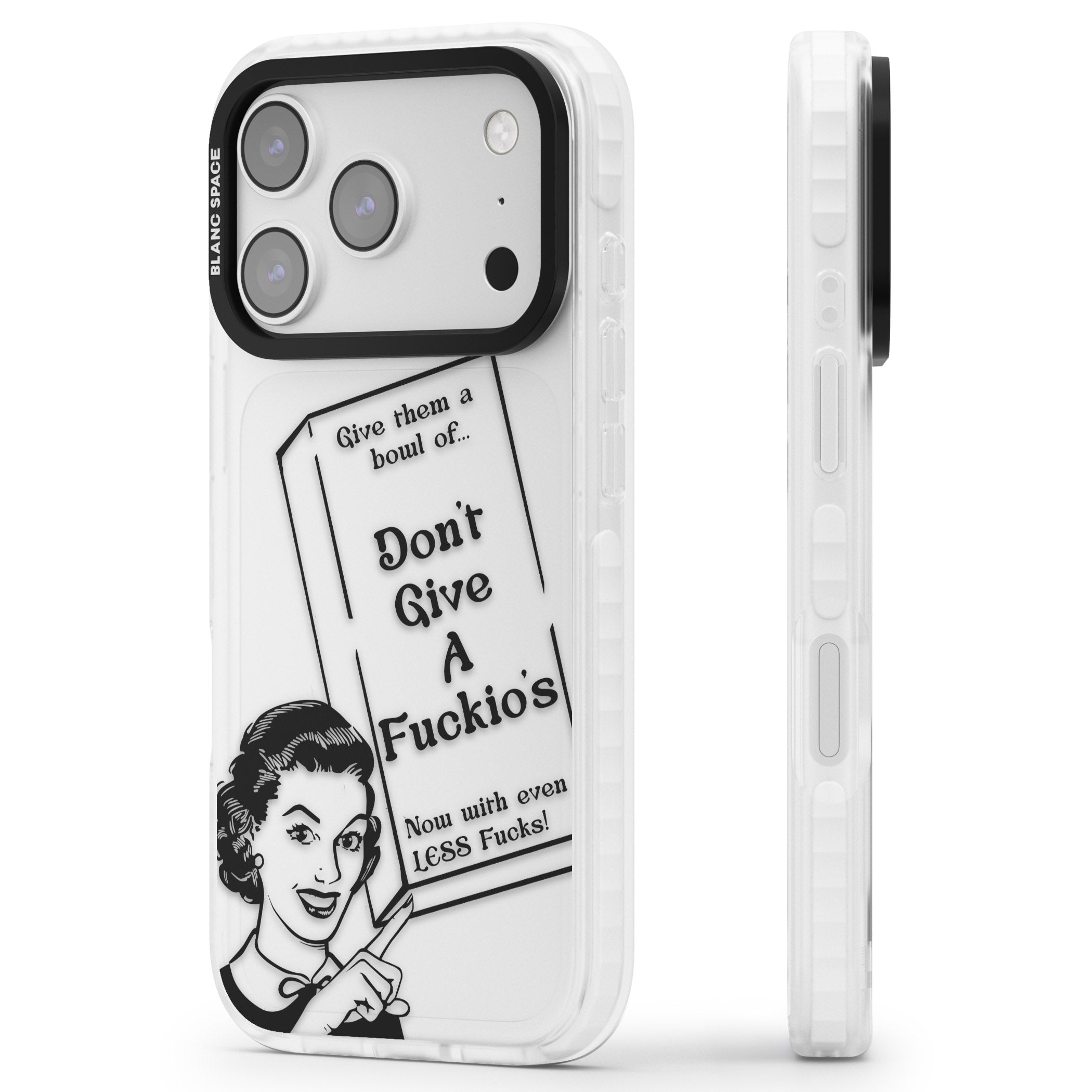 Dont Give A F Ckios Cereal iPhone 17 Pro Impact Clear Phone Case Side Profile