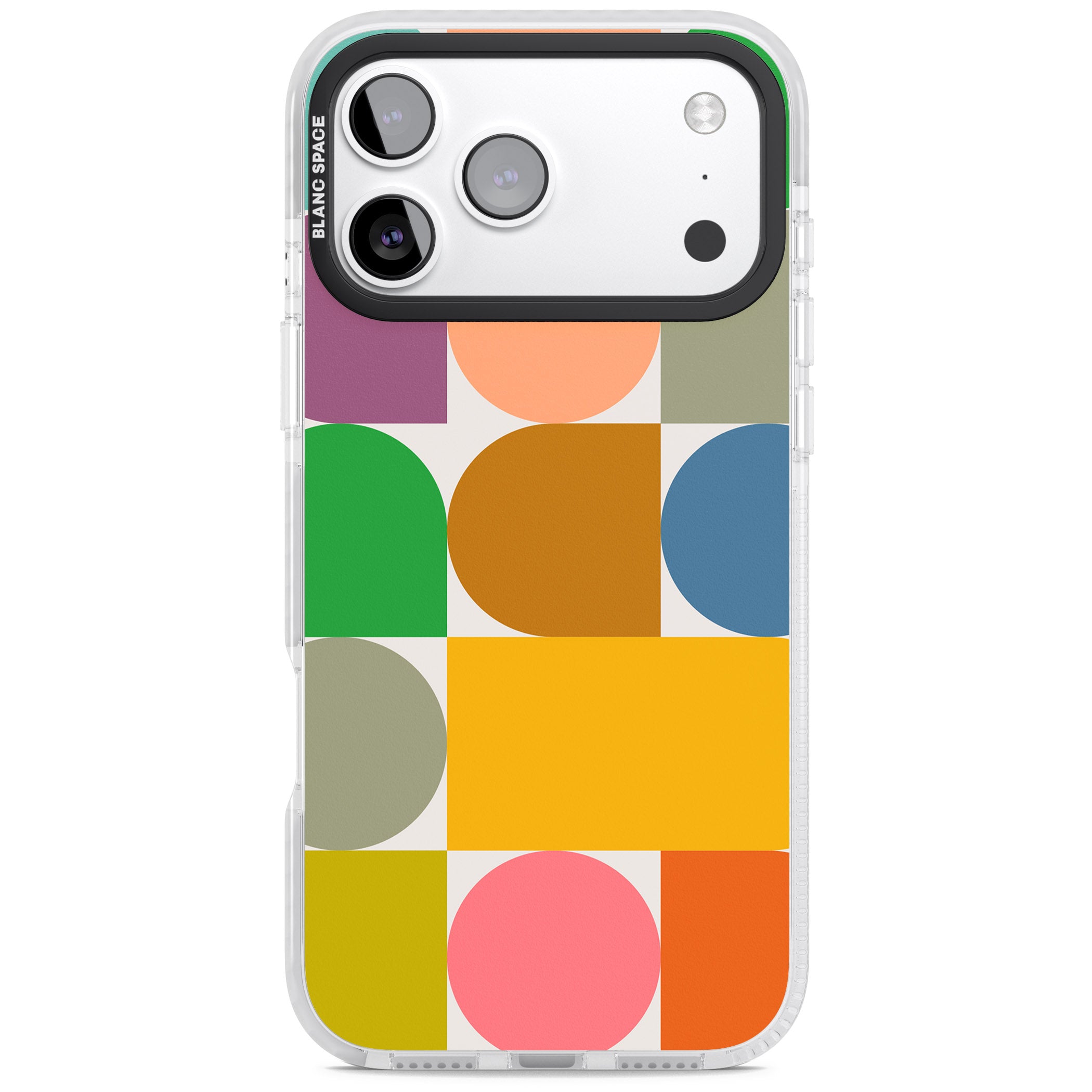 Retro Colorful Shapes iPhone 17 Pro Impact Clear Phone Case