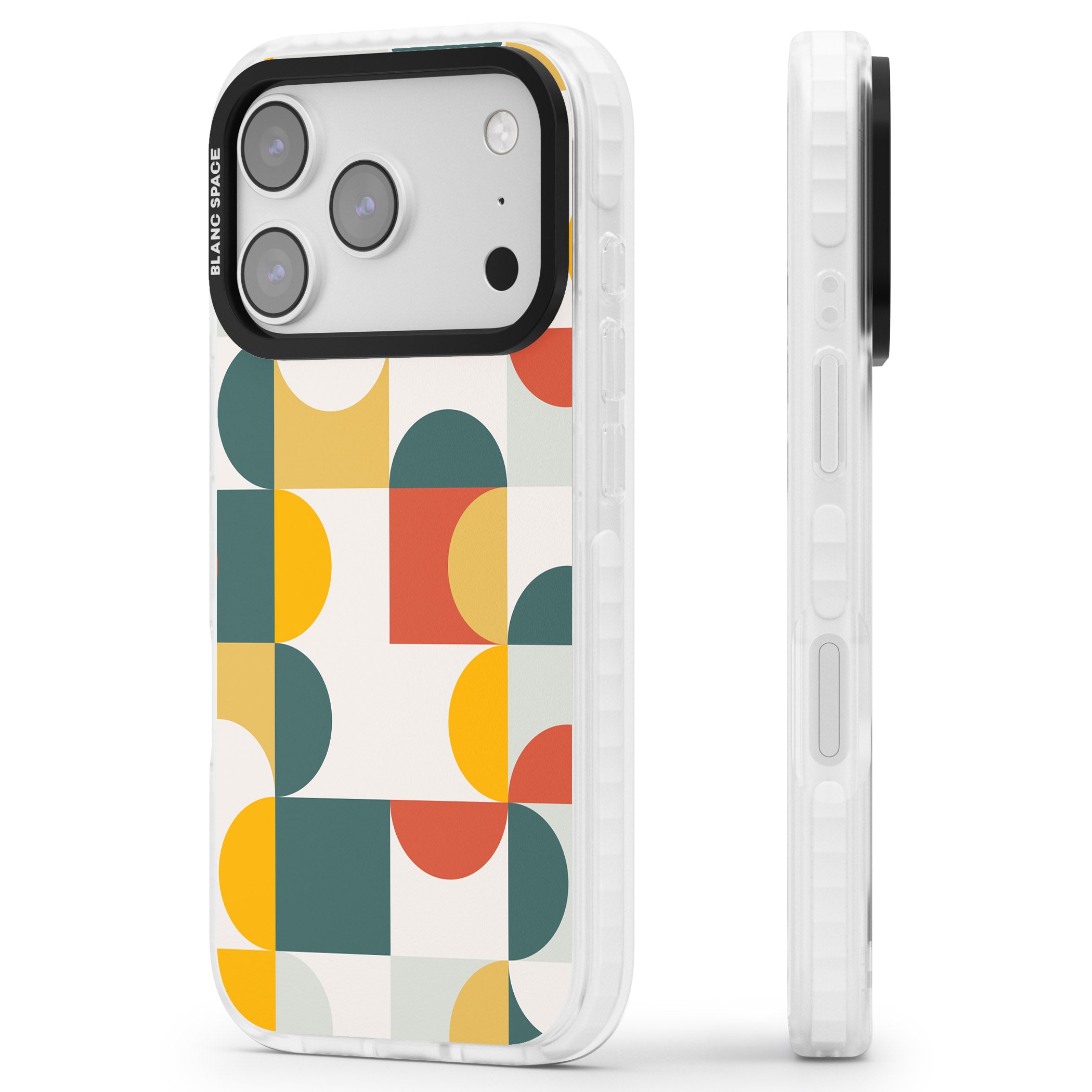 Retro Color Blocks iPhone 17 Pro Impact Clear Phone Case Side Profile